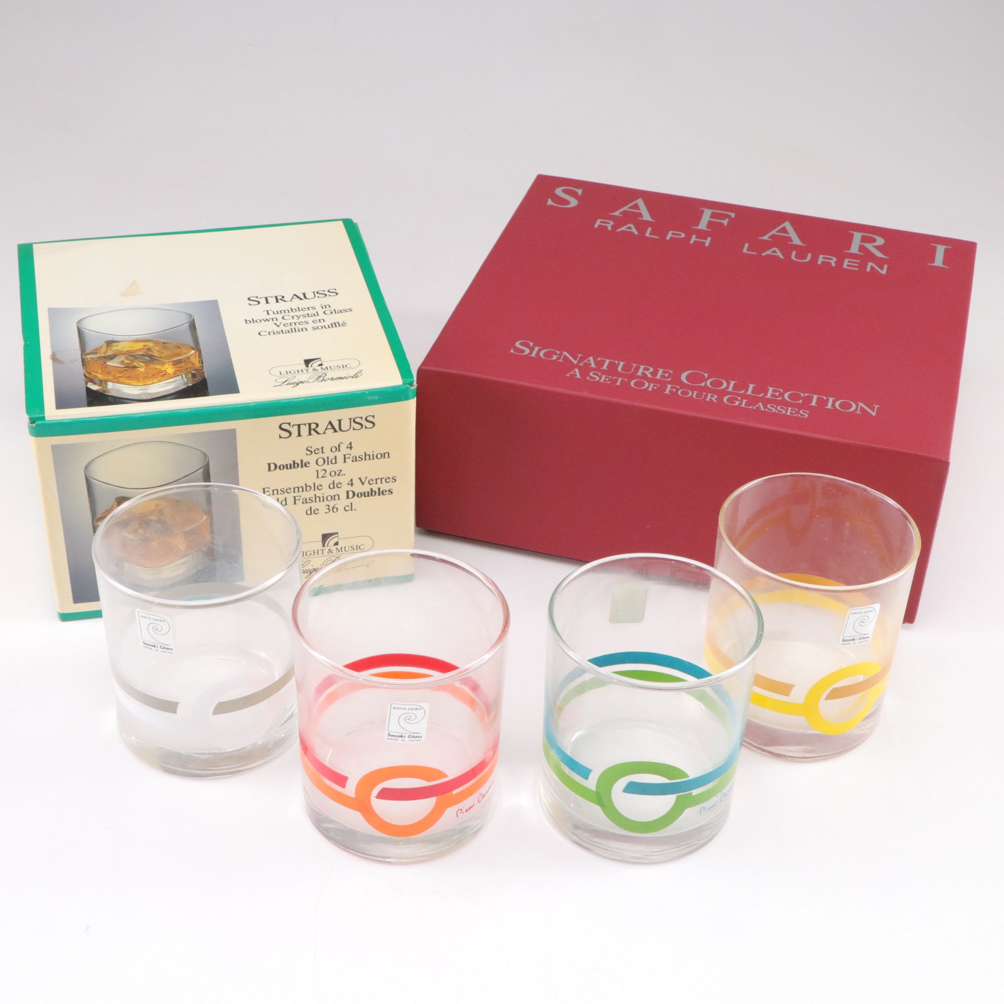 Ralph Lauren, Pierre Cardin, and Strauss Old Fashioned Glasses