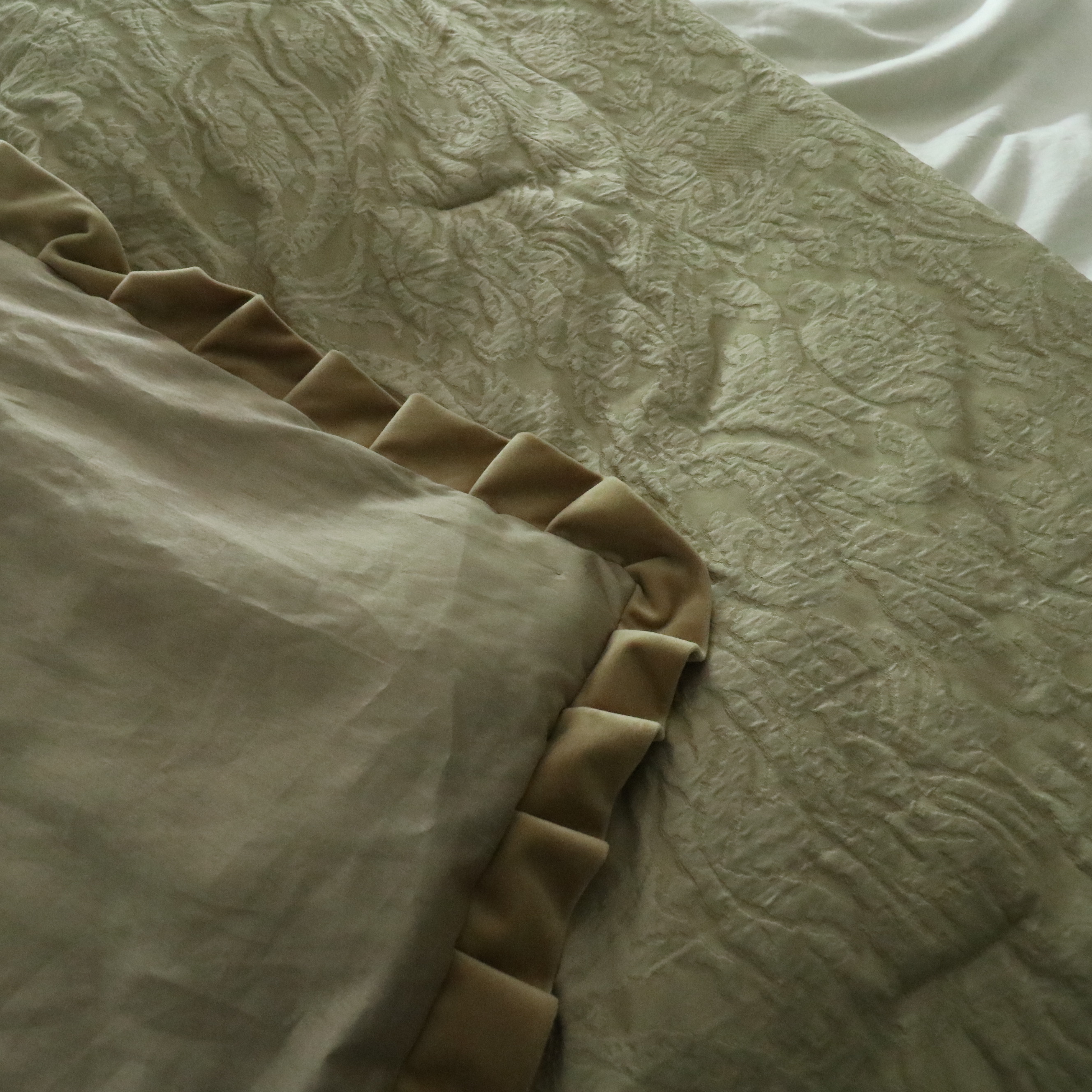 Marge Carson "Seville" Low Poster Iron Accent Bed and Michael Amini Bedding