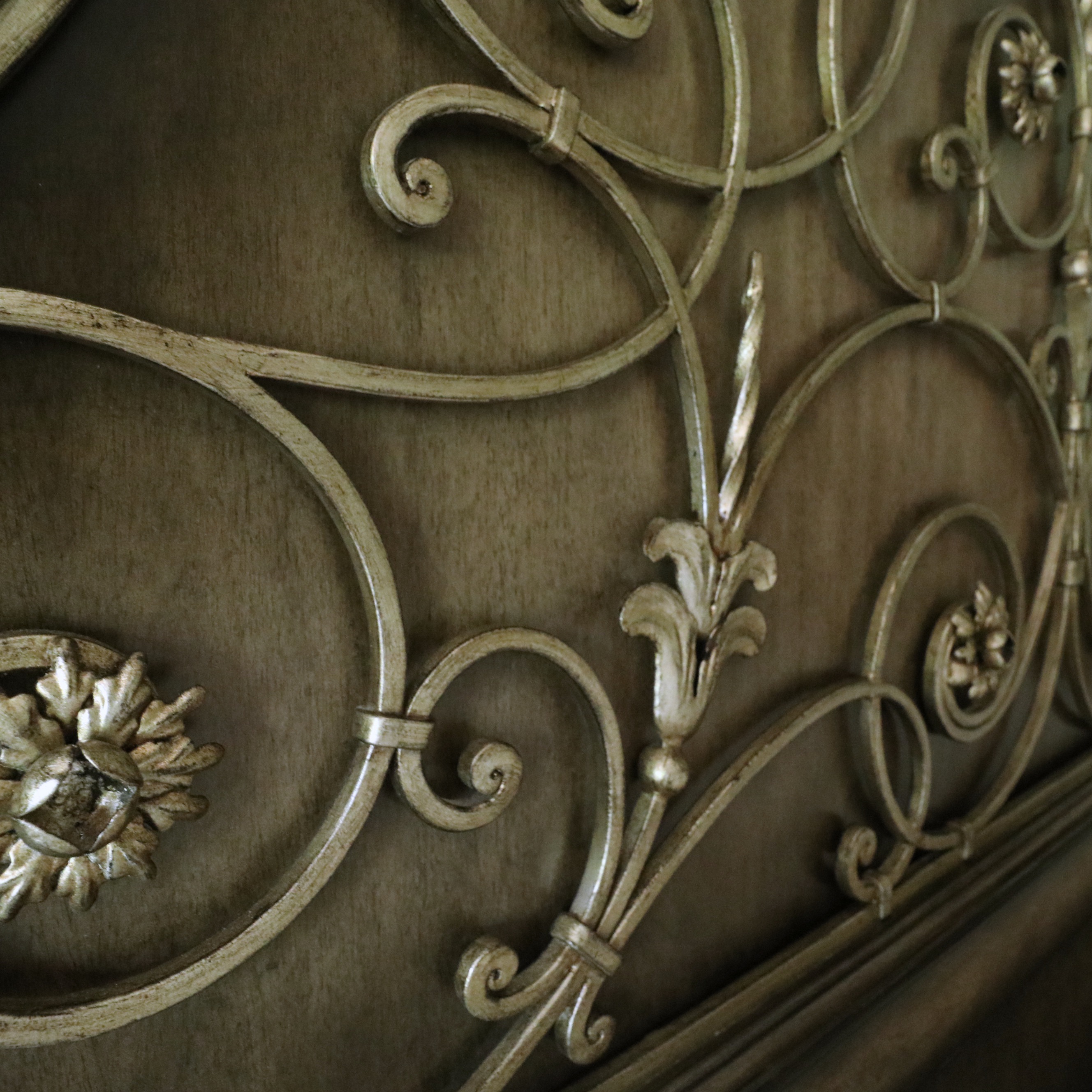 Marge Carson "Seville" Low Poster Iron Accent Bed and Michael Amini Bedding