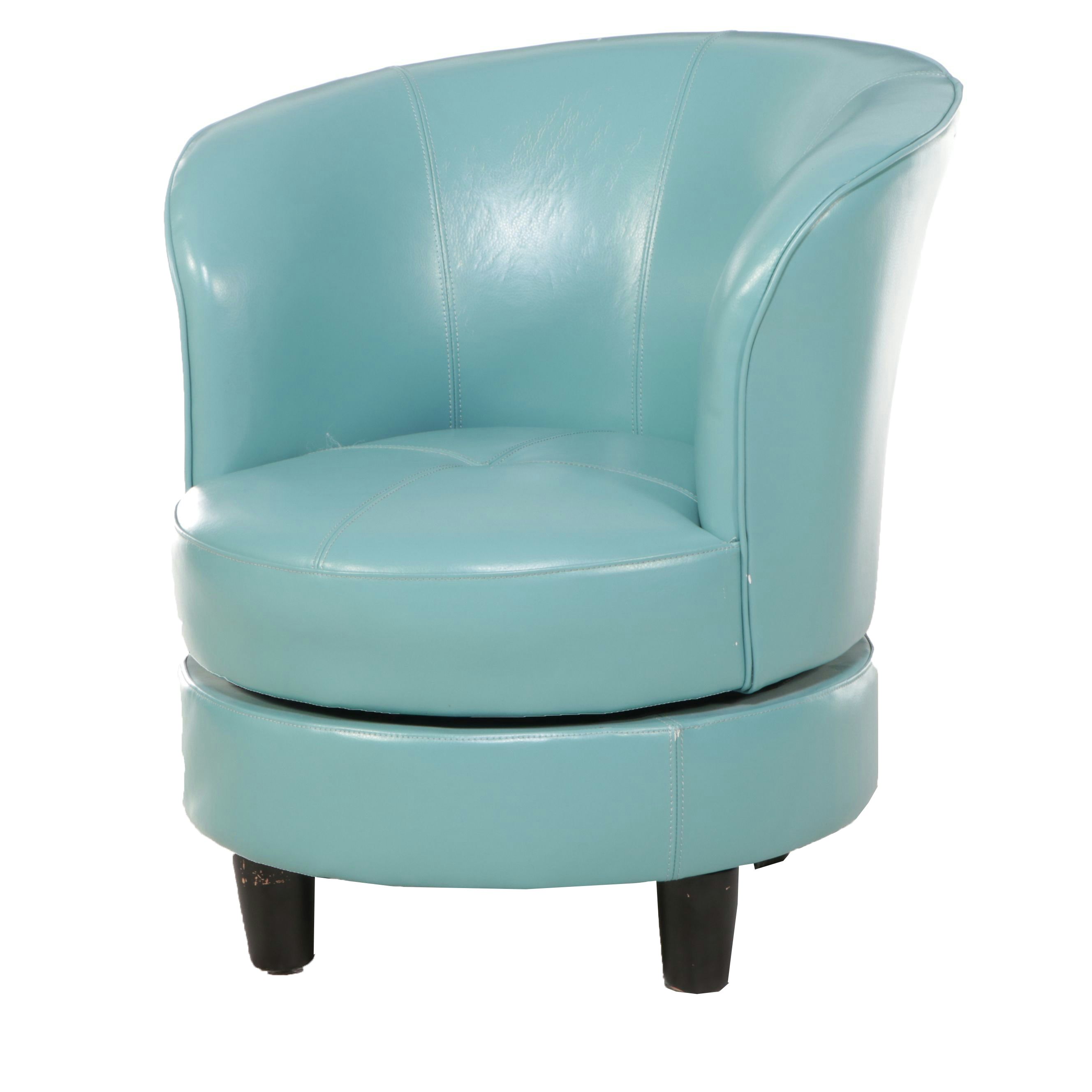 Modern Turquoise Faux Leather Swivel Chair