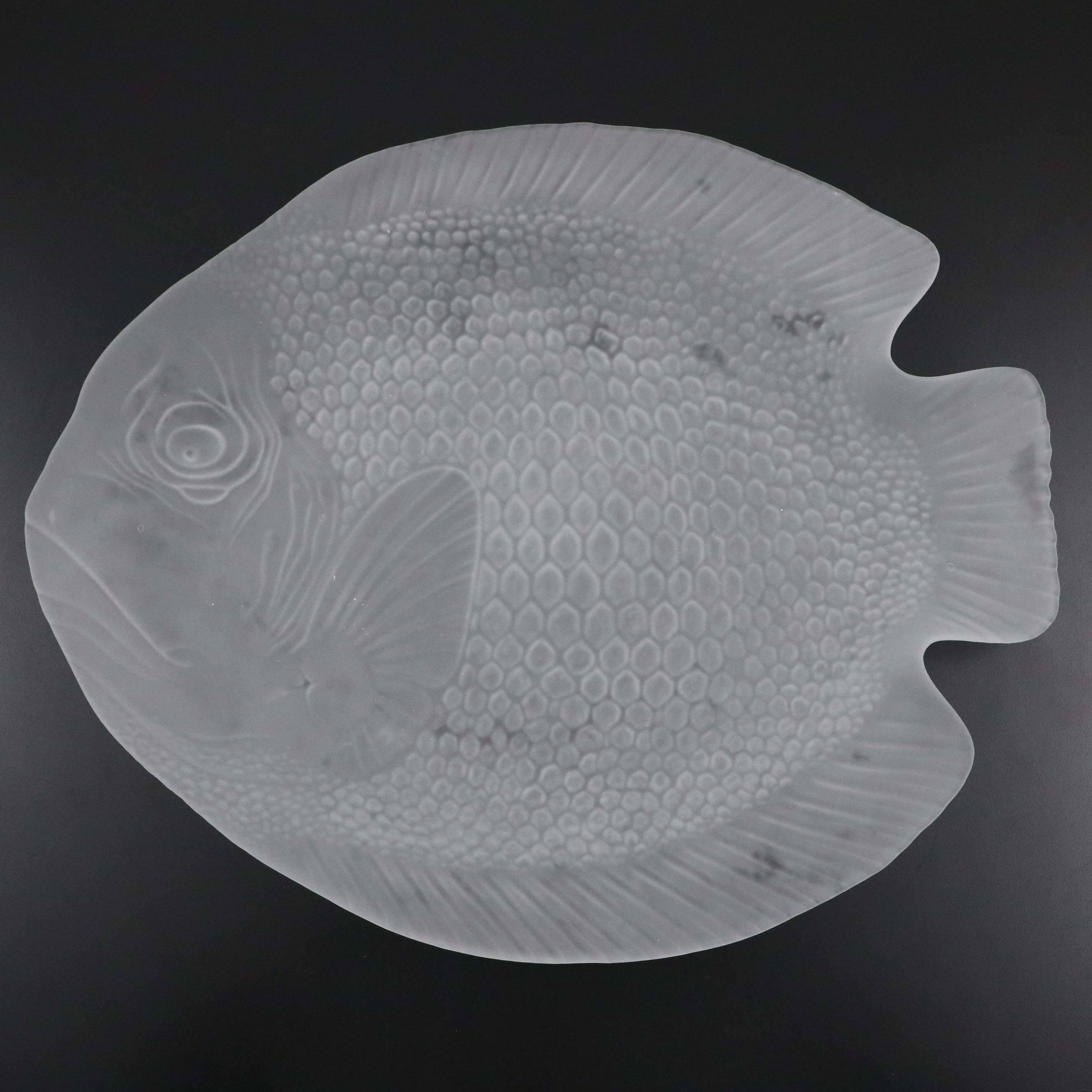 Arcoroc French Frosted Glass Fish Platter and Plates