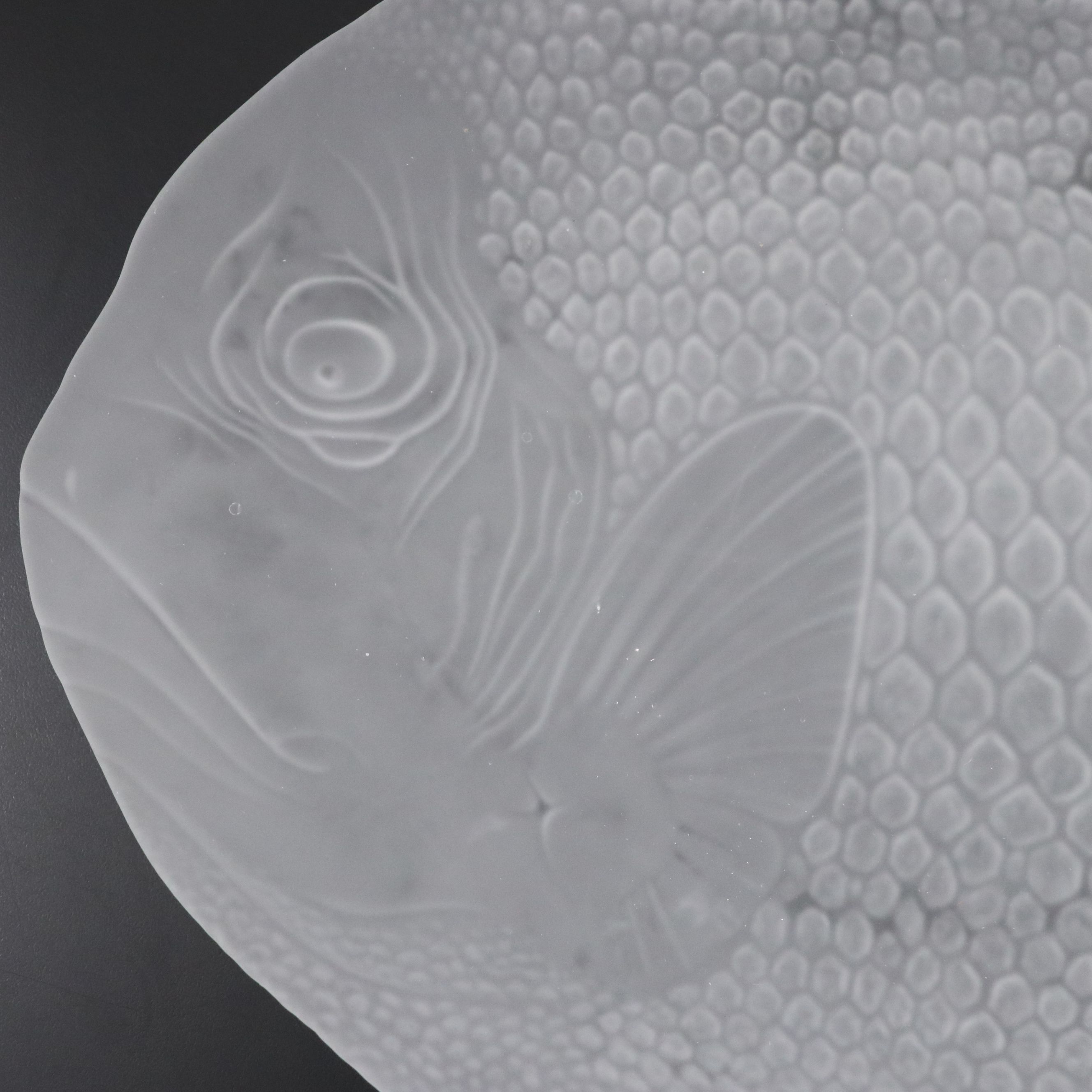 Arcoroc French Frosted Glass Fish Platter and Plates