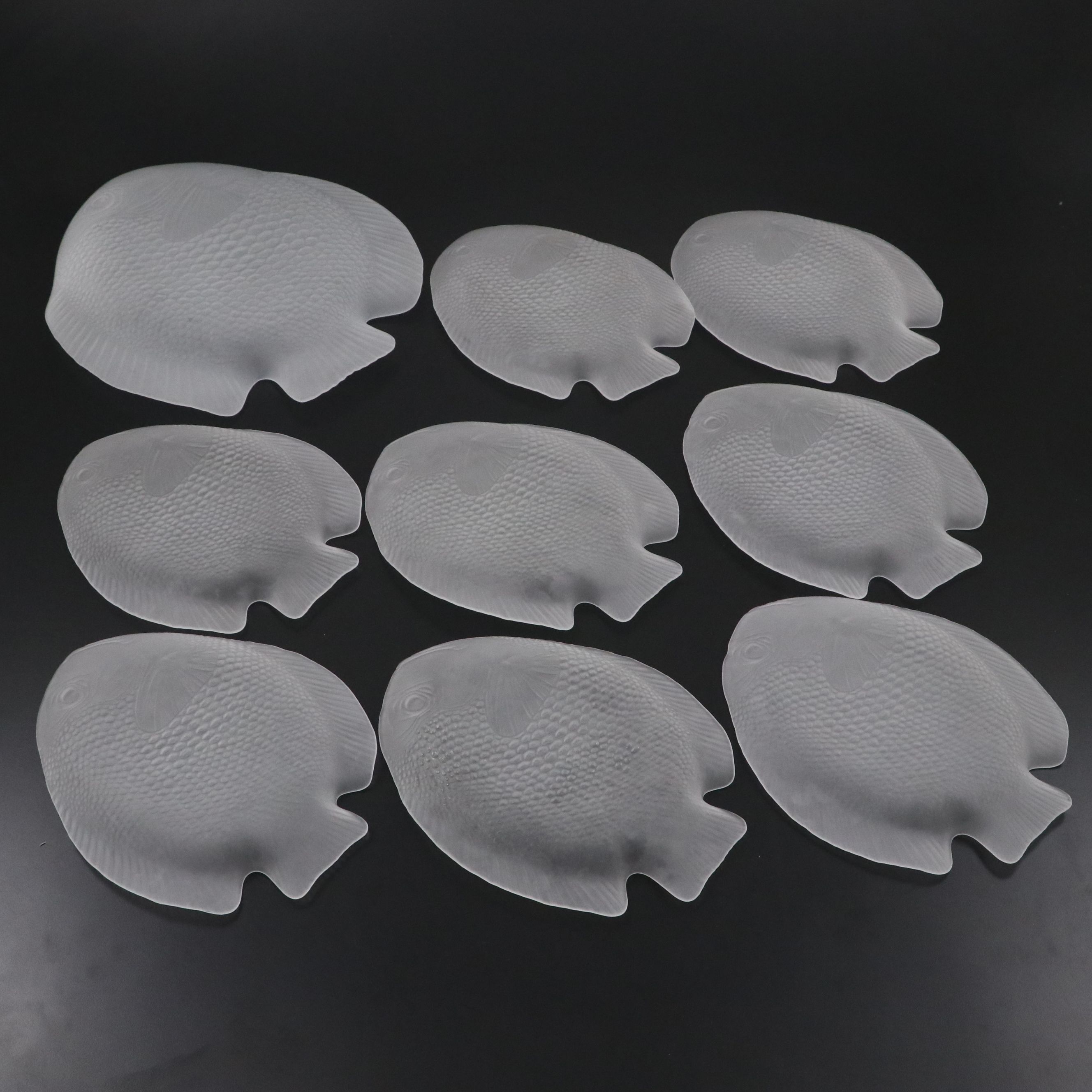 Arcoroc French Frosted Glass Fish Platter and Plates