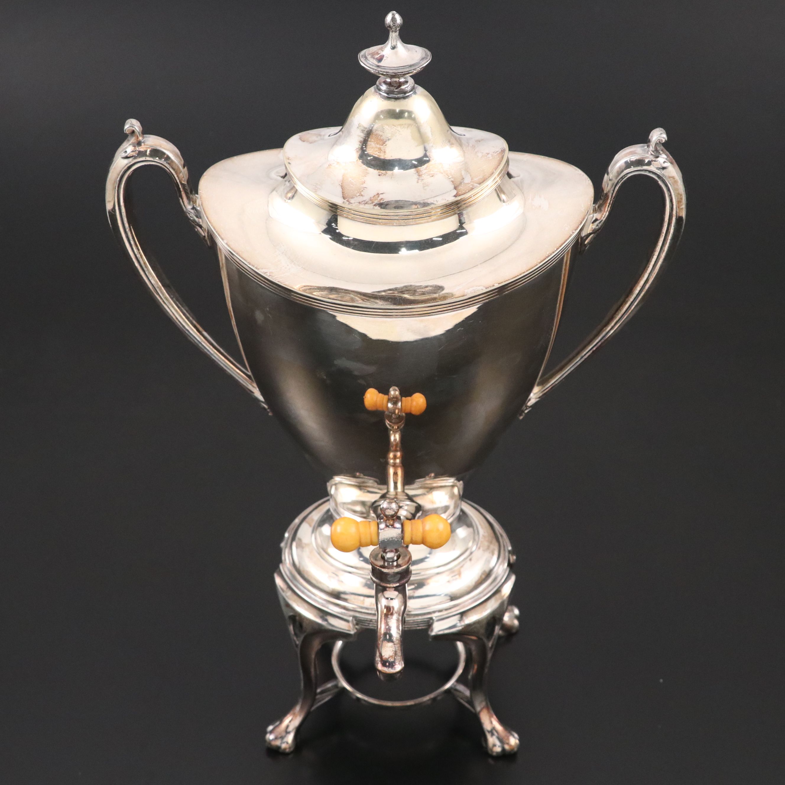 Adams Style Sheffield Silver Plate Hot Water Urn, Early to Mid-20th Century