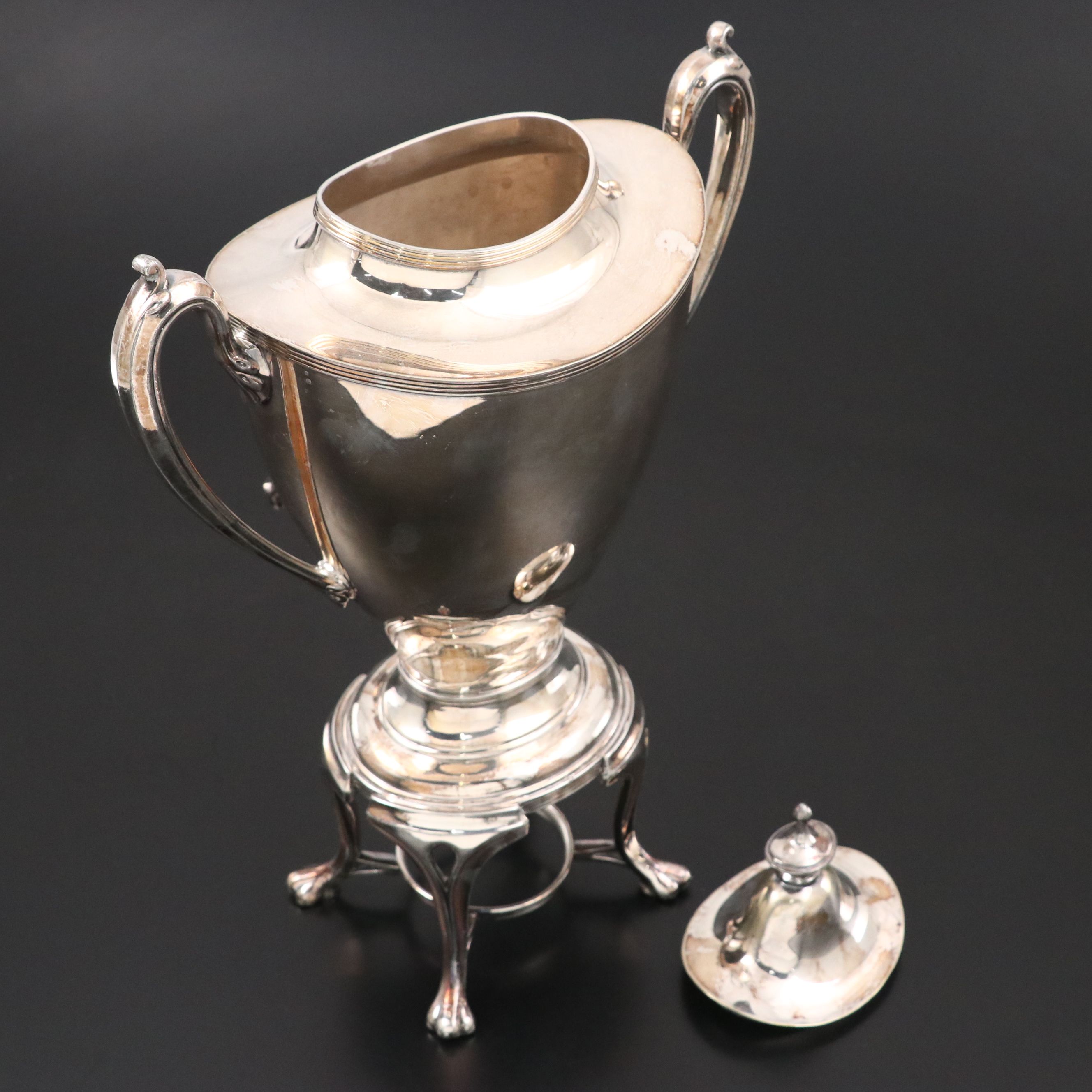 Adams Style Sheffield Silver Plate Hot Water Urn, Early to Mid-20th Century