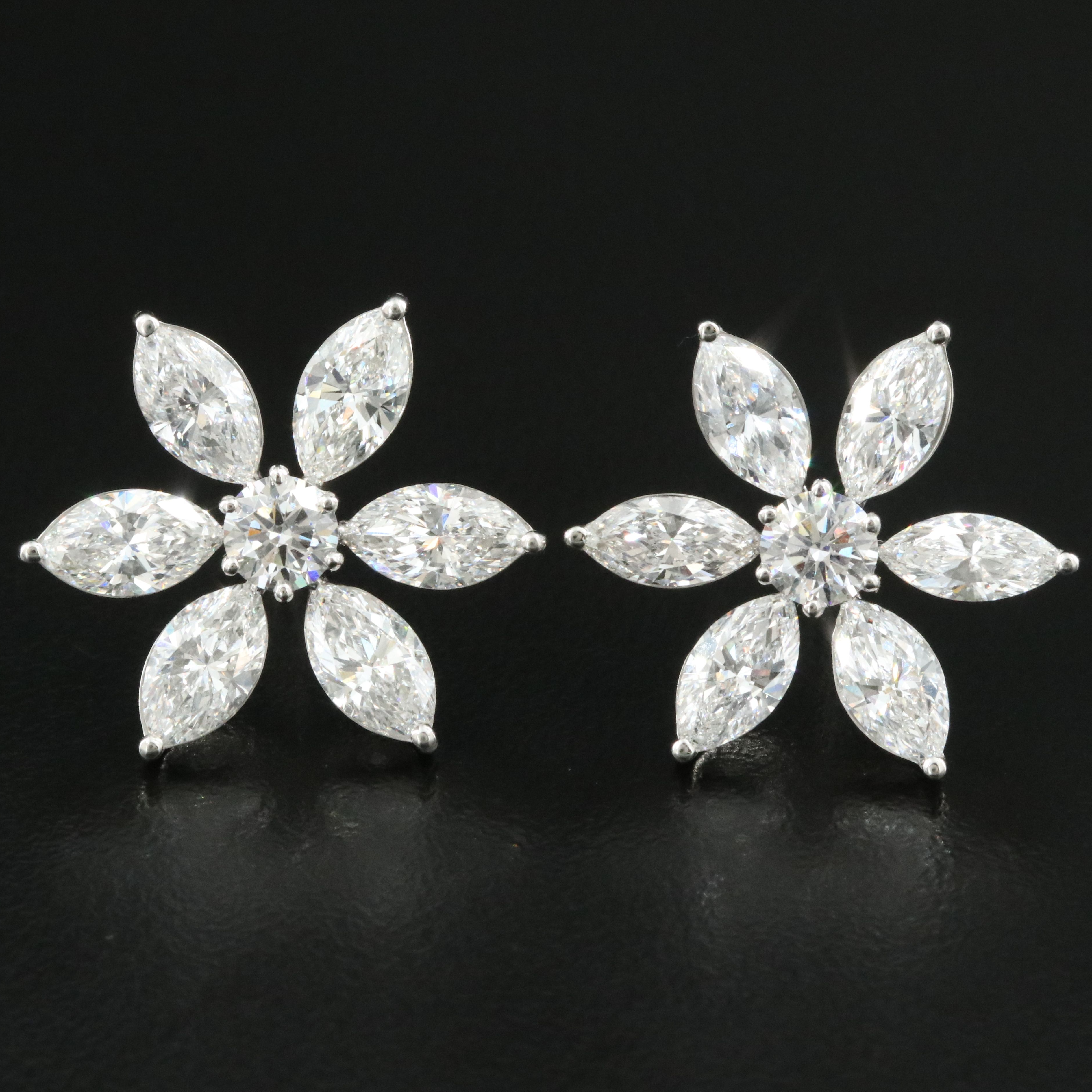 Platinum 7.08 CTW Lab Grown Flower Earrings