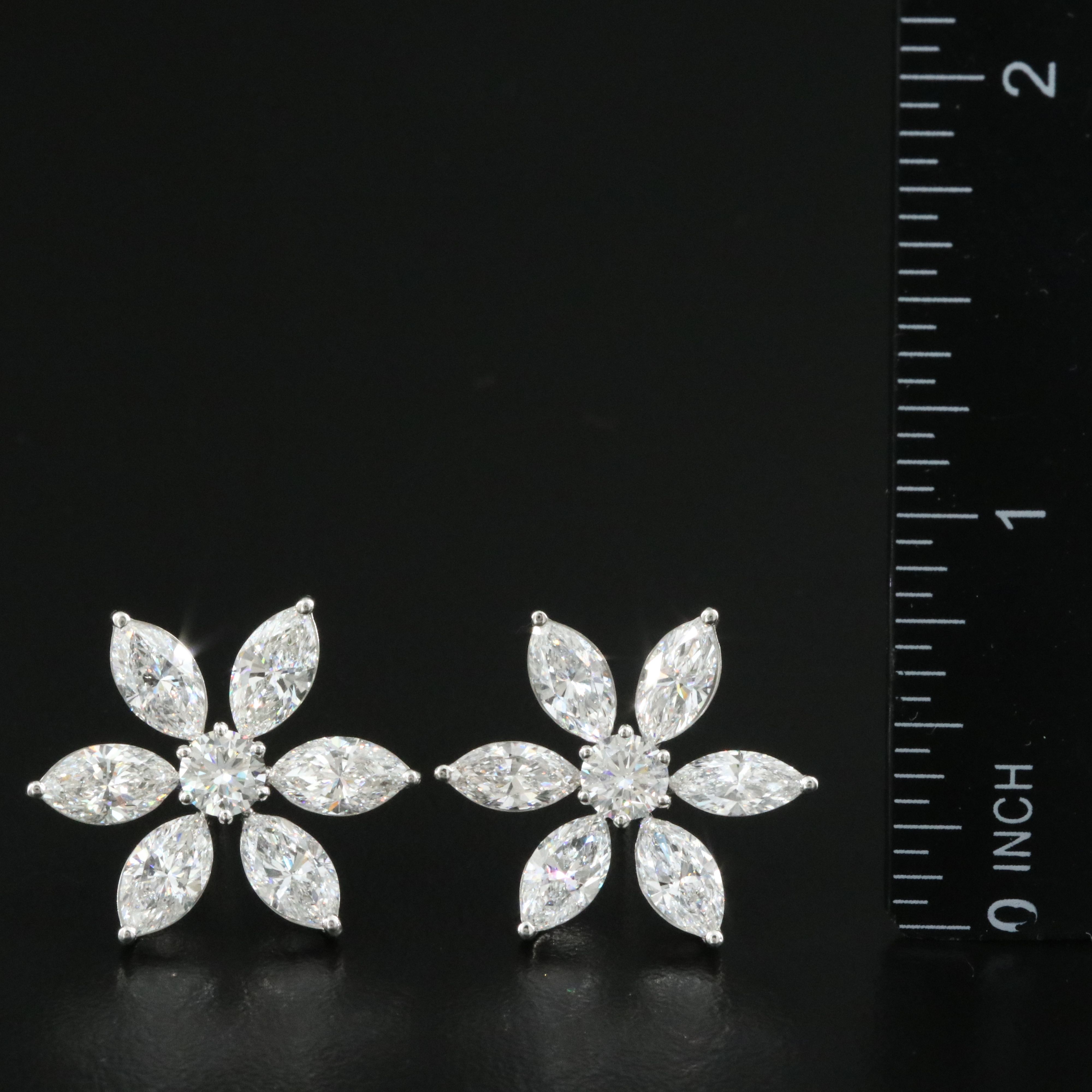 Platinum 7.08 CTW Lab Grown Flower Earrings