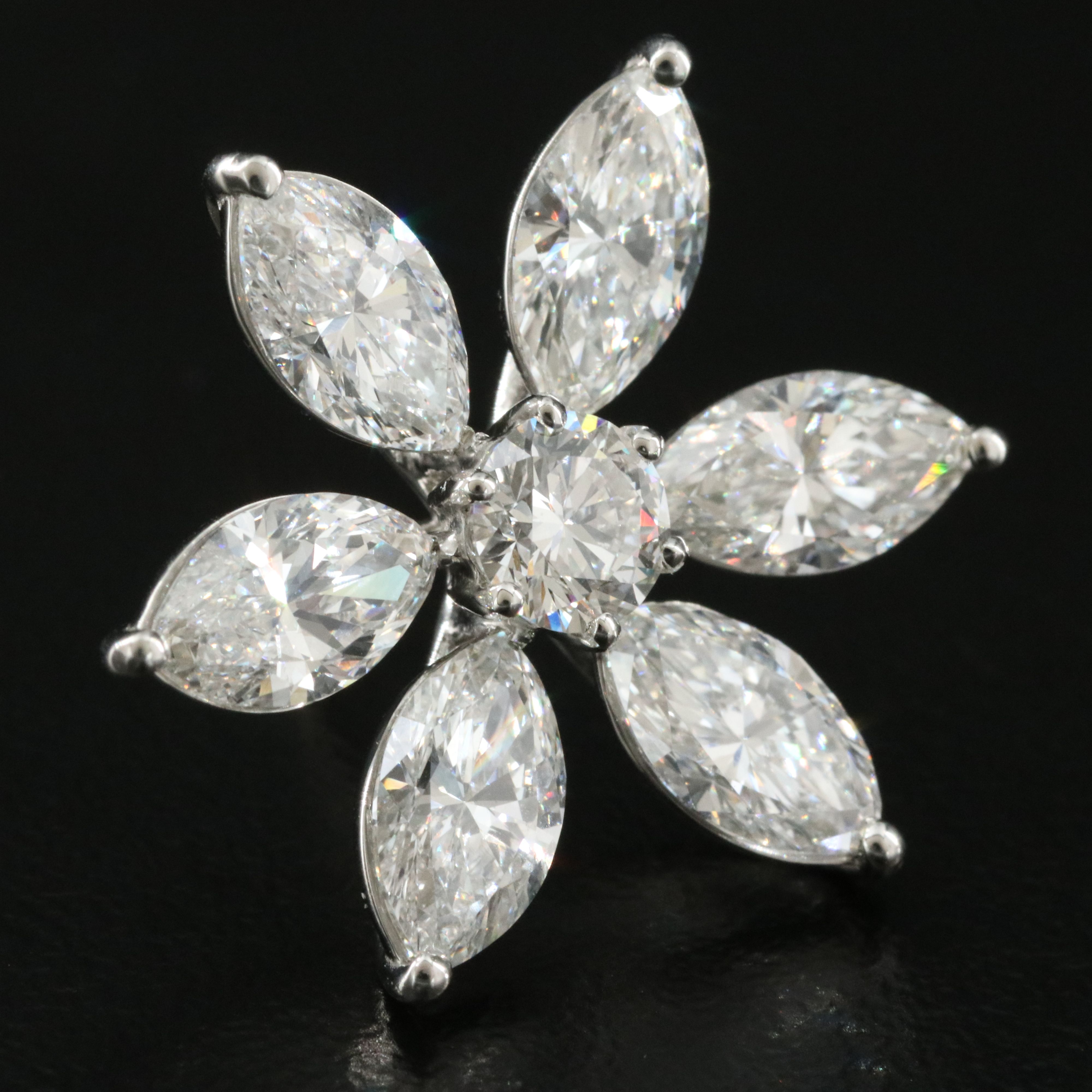 Platinum 7.08 CTW Lab Grown Flower Earrings