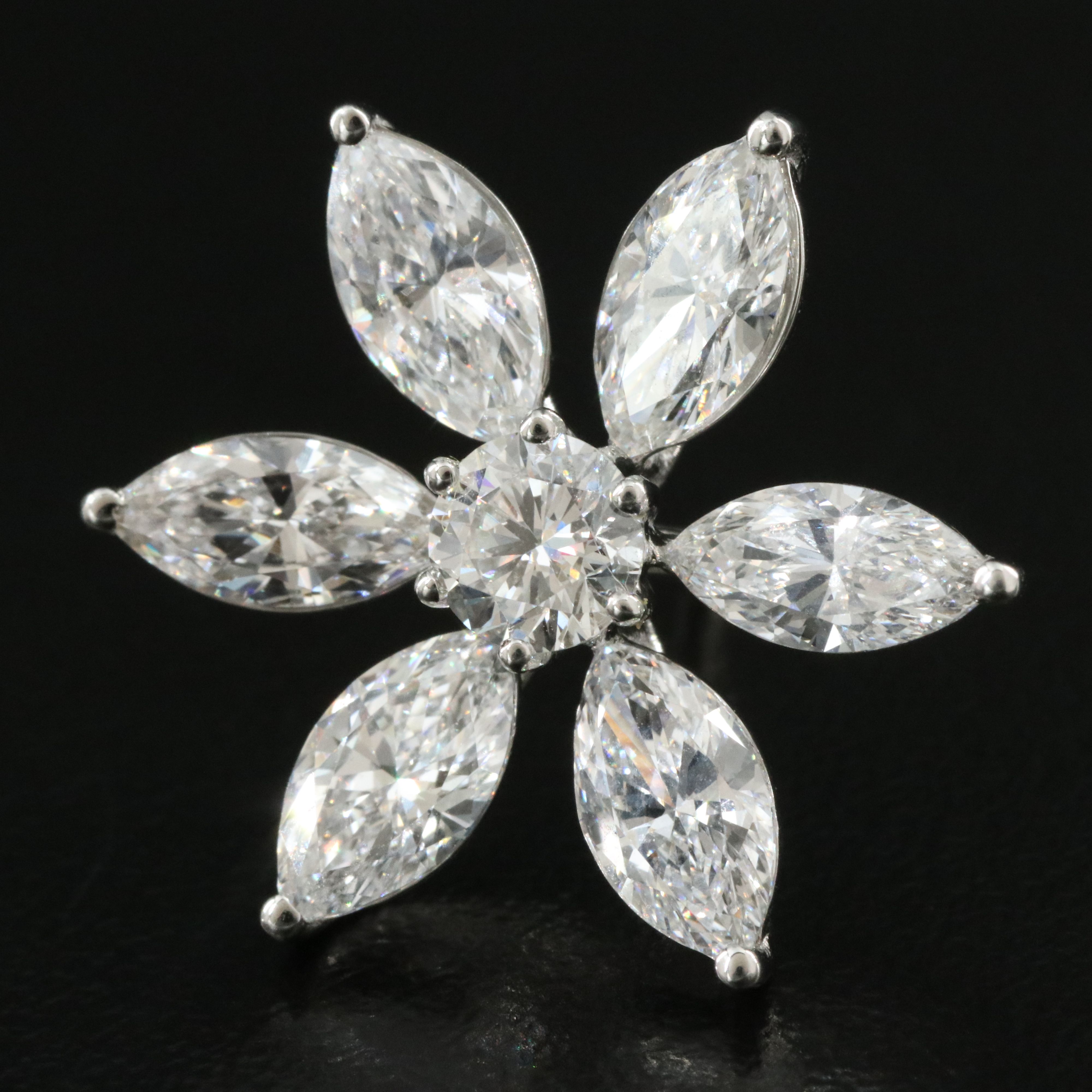 Platinum 7.08 CTW Lab Grown Flower Earrings