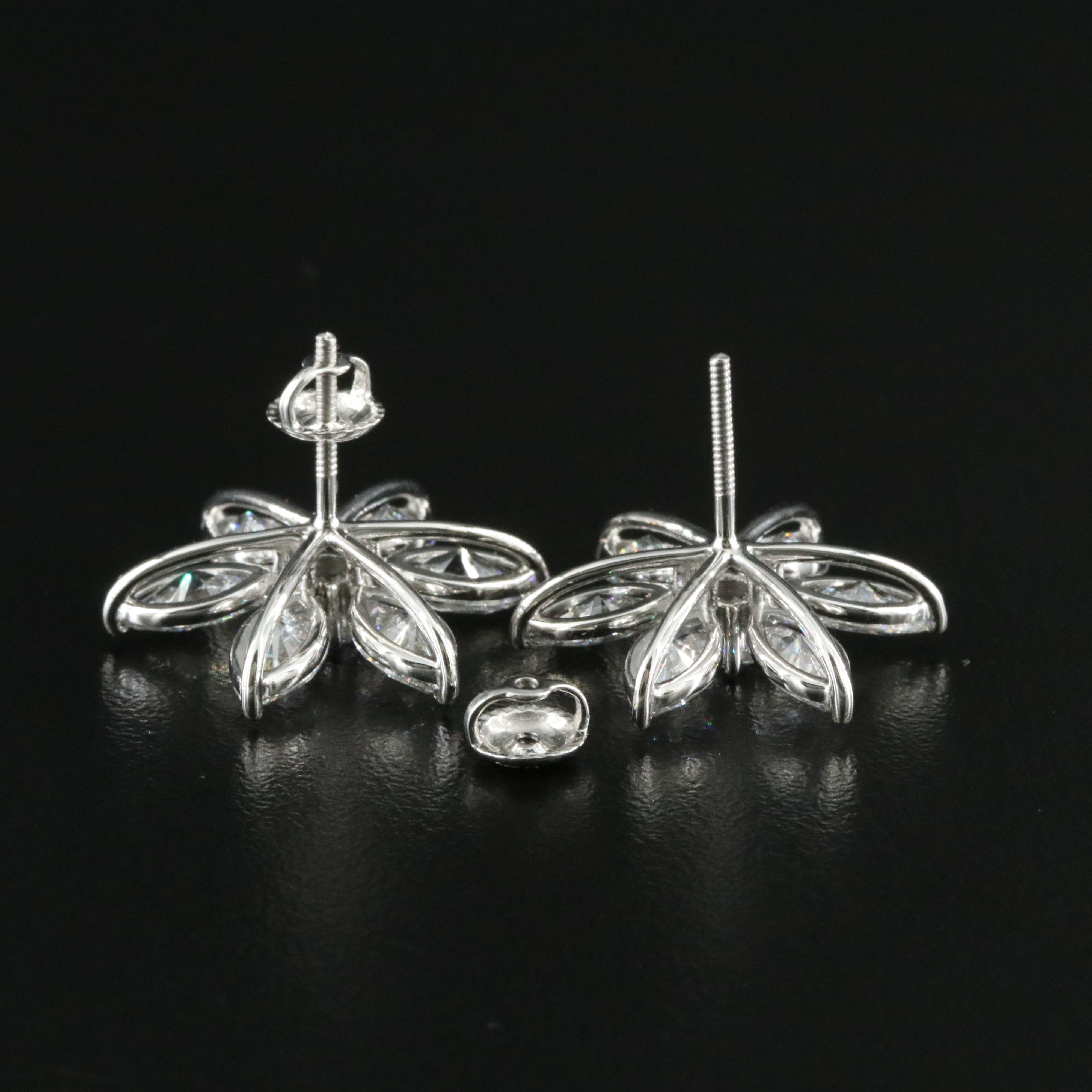 Platinum 7.08 CTW Lab Grown Flower Earrings