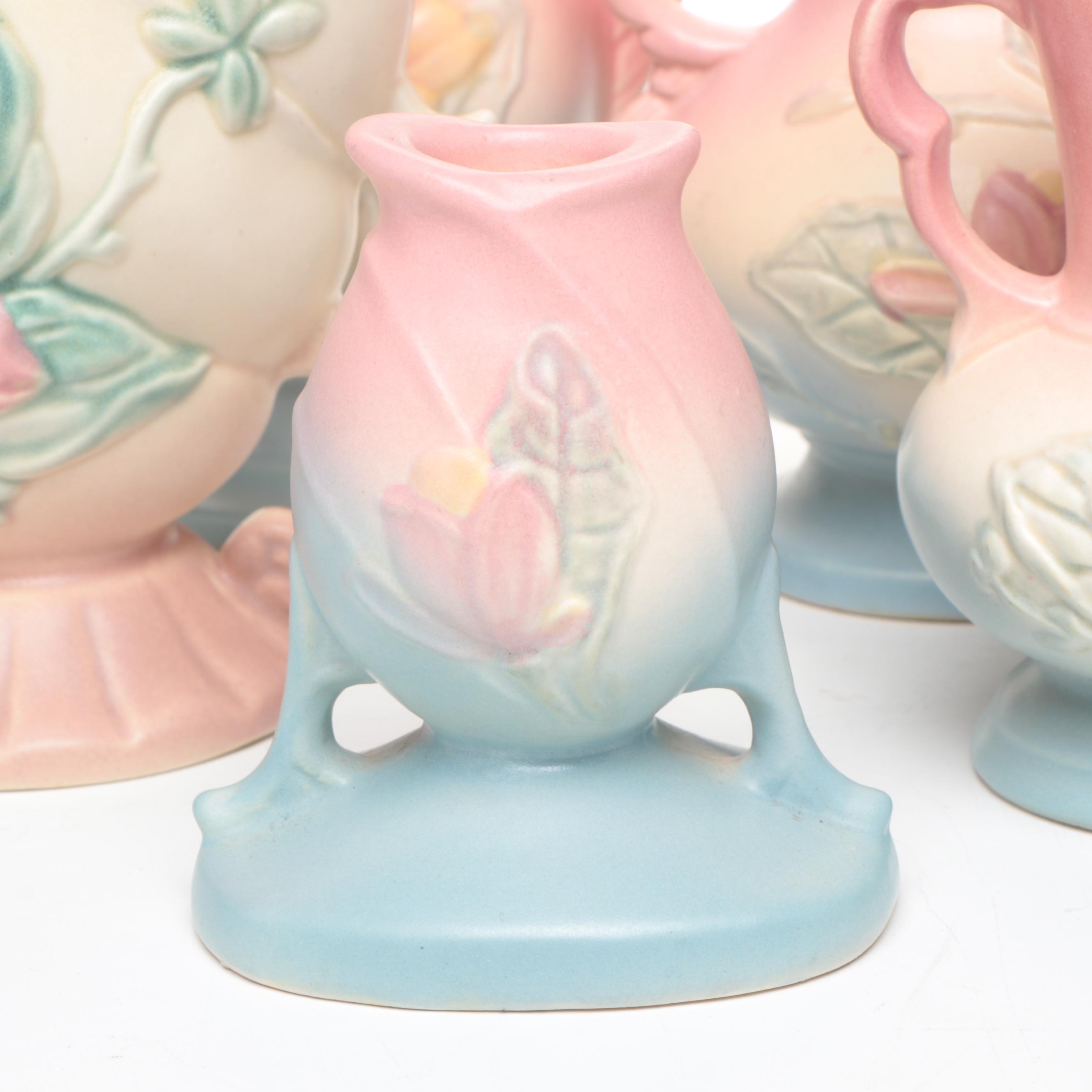 Hull "Magnolia" and More Ceramic Vases and Pair of Candlesticks