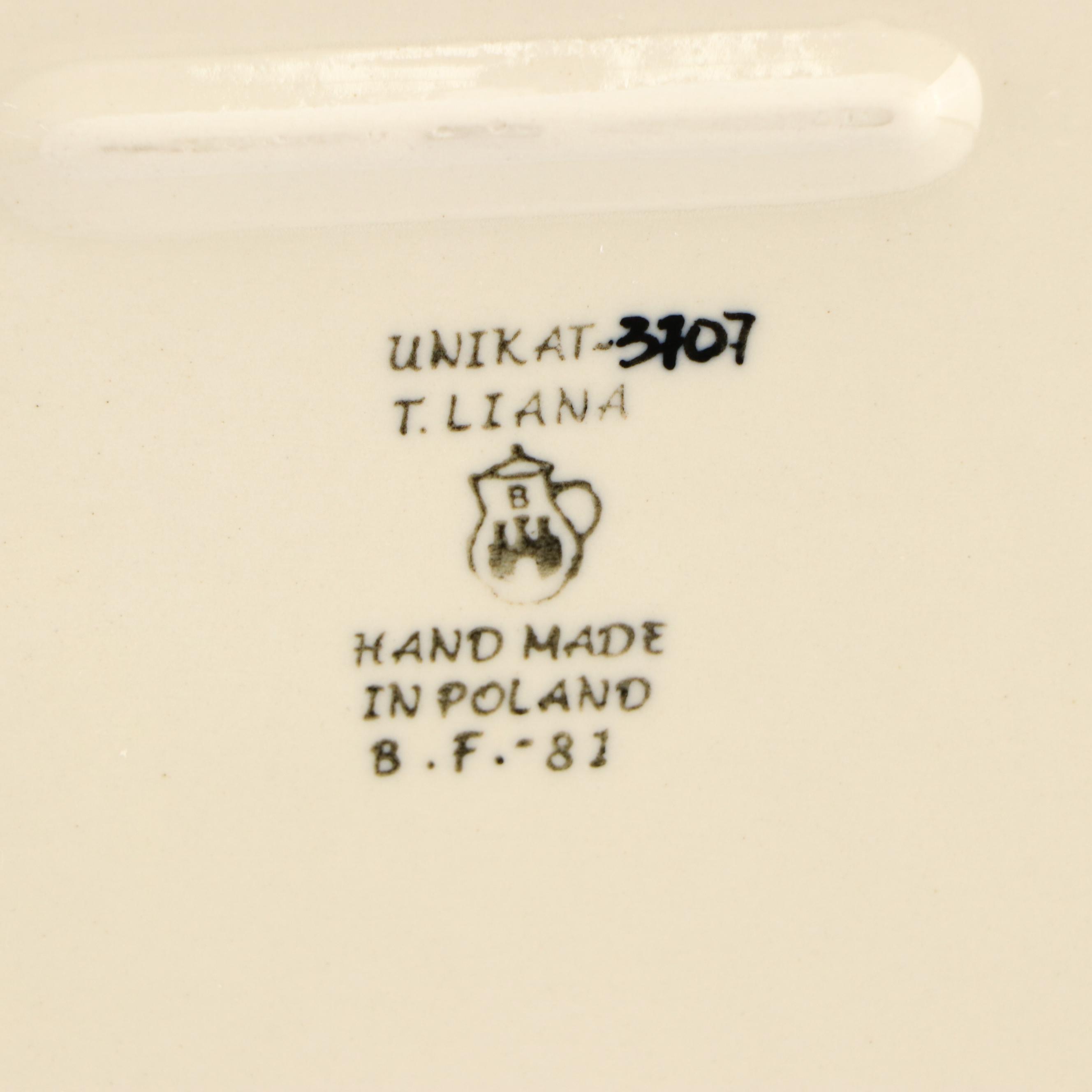 Unikat M. Starzyk "Peaceful Garden" & More Ceramic Lidded Bowl and Plates, 2008