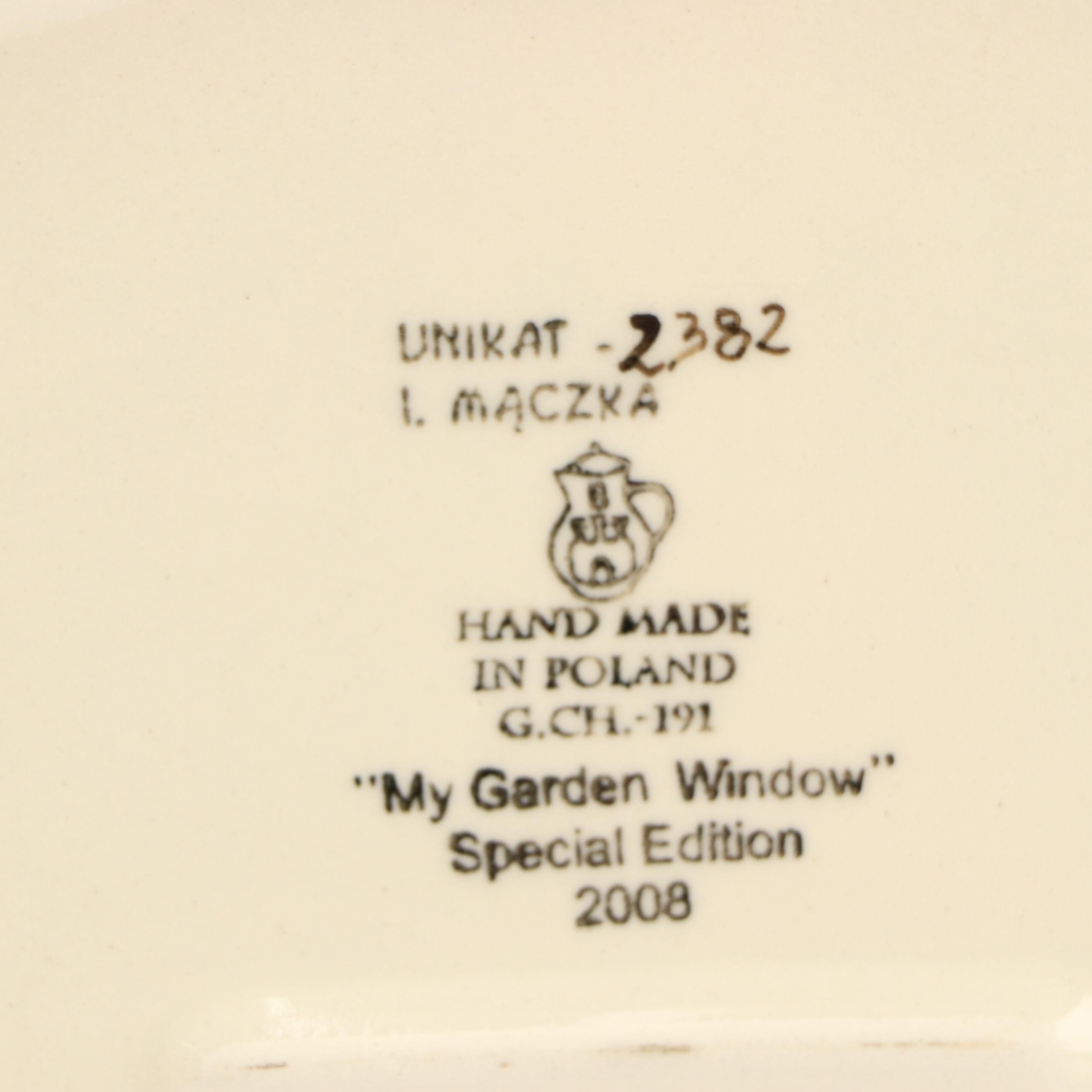 Unikat M. Starzyk "Peaceful Garden" & More Ceramic Lidded Bowl and Plates, 2008