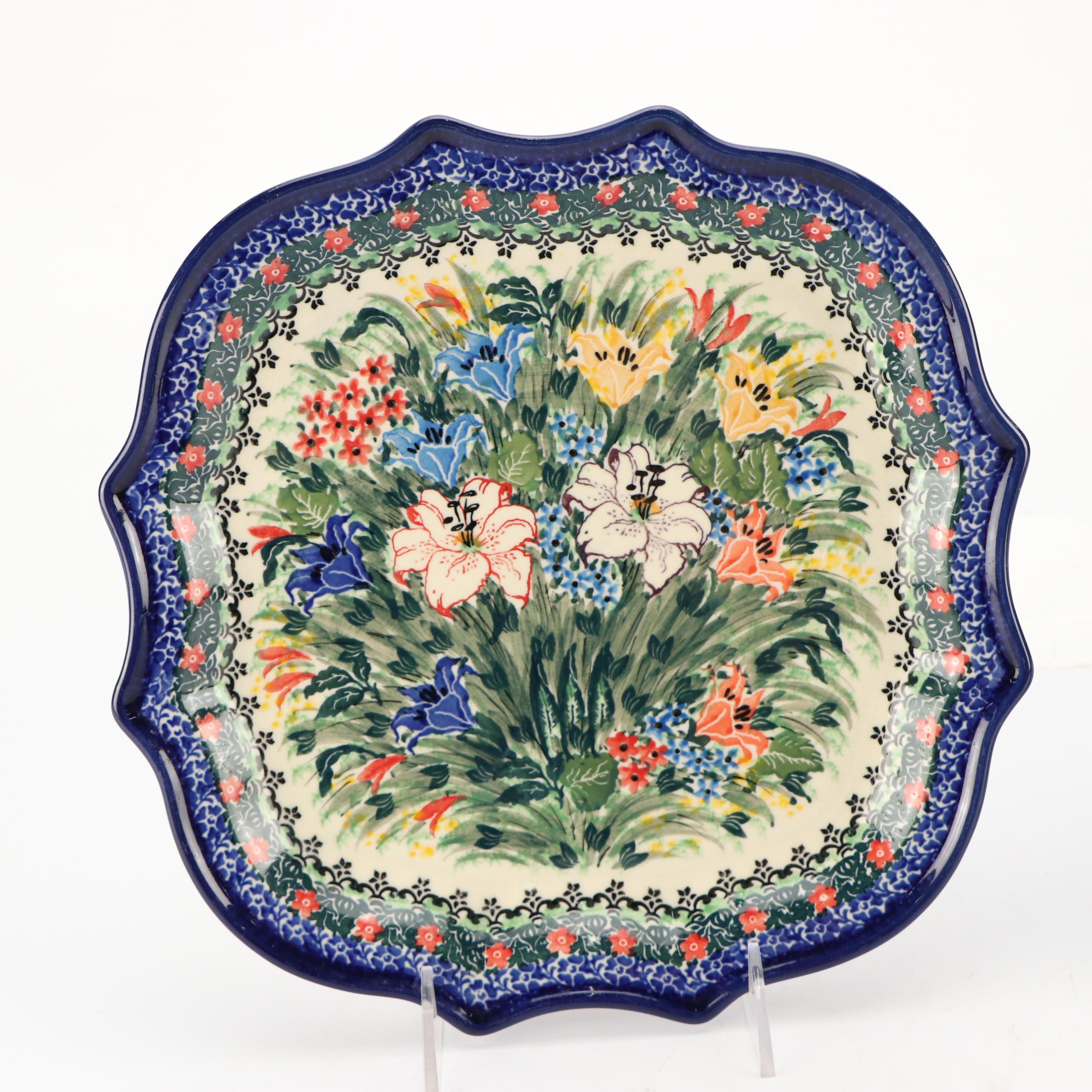 Unikat M. Starzyk "Peaceful Garden" & More Ceramic Lidded Bowl and Plates, 2008