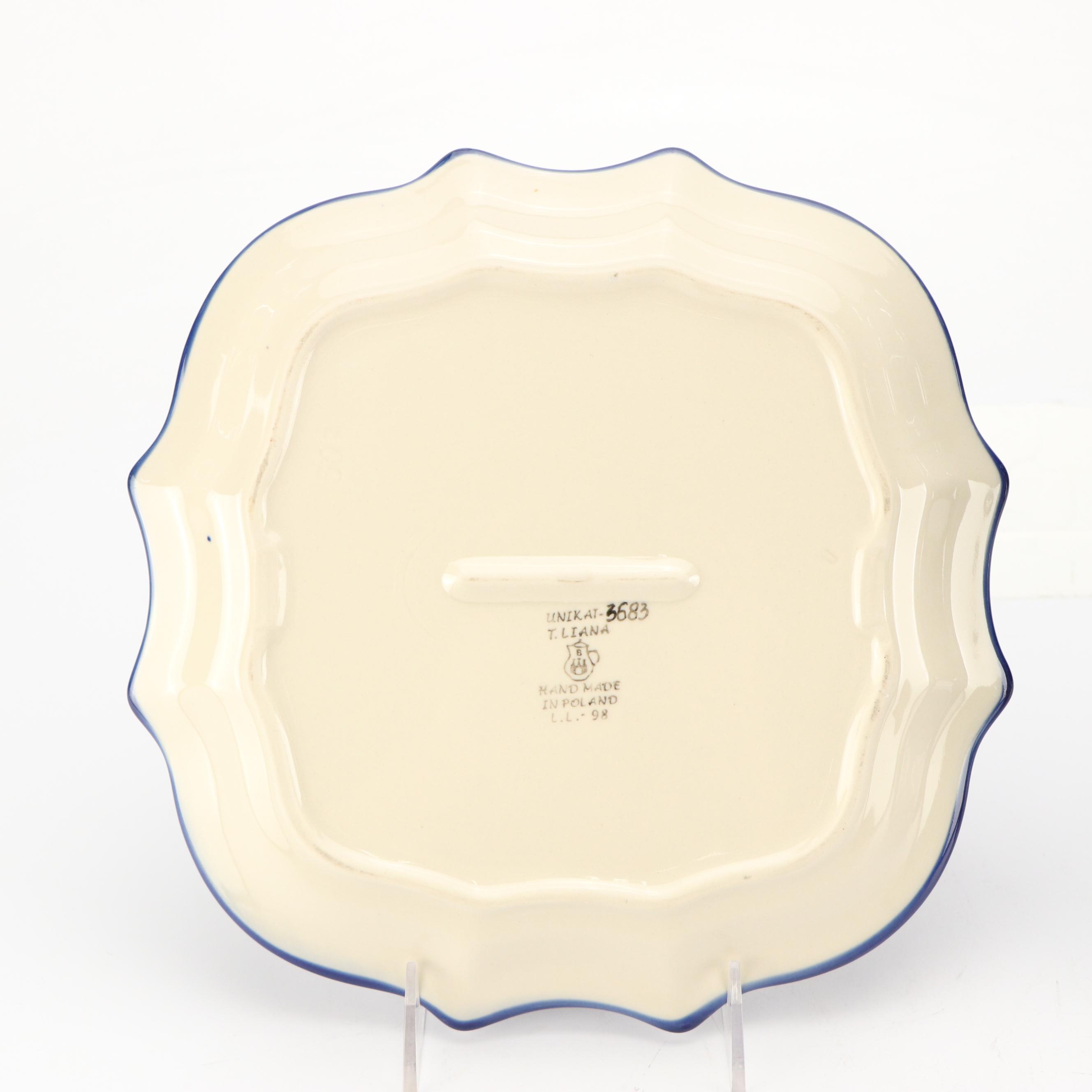 Unikat M. Starzyk "Peaceful Garden" & More Ceramic Lidded Bowl and Plates, 2008