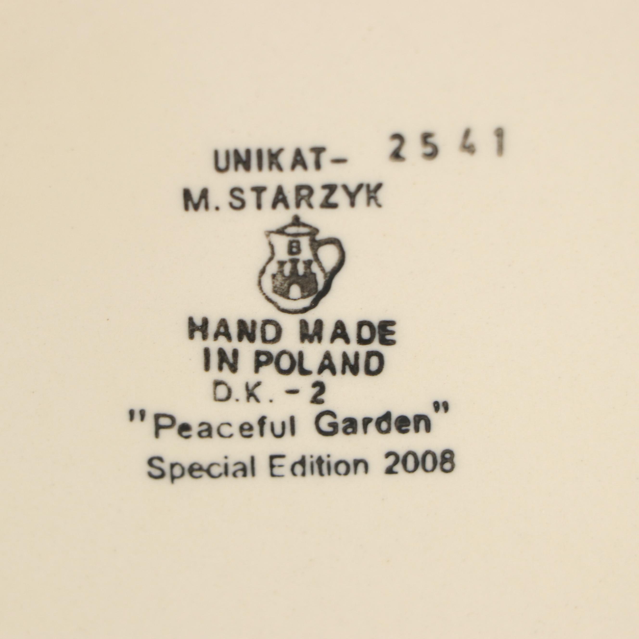 Unikat M. Starzyk "Peaceful Garden" & More Ceramic Lidded Bowl and Plates, 2008