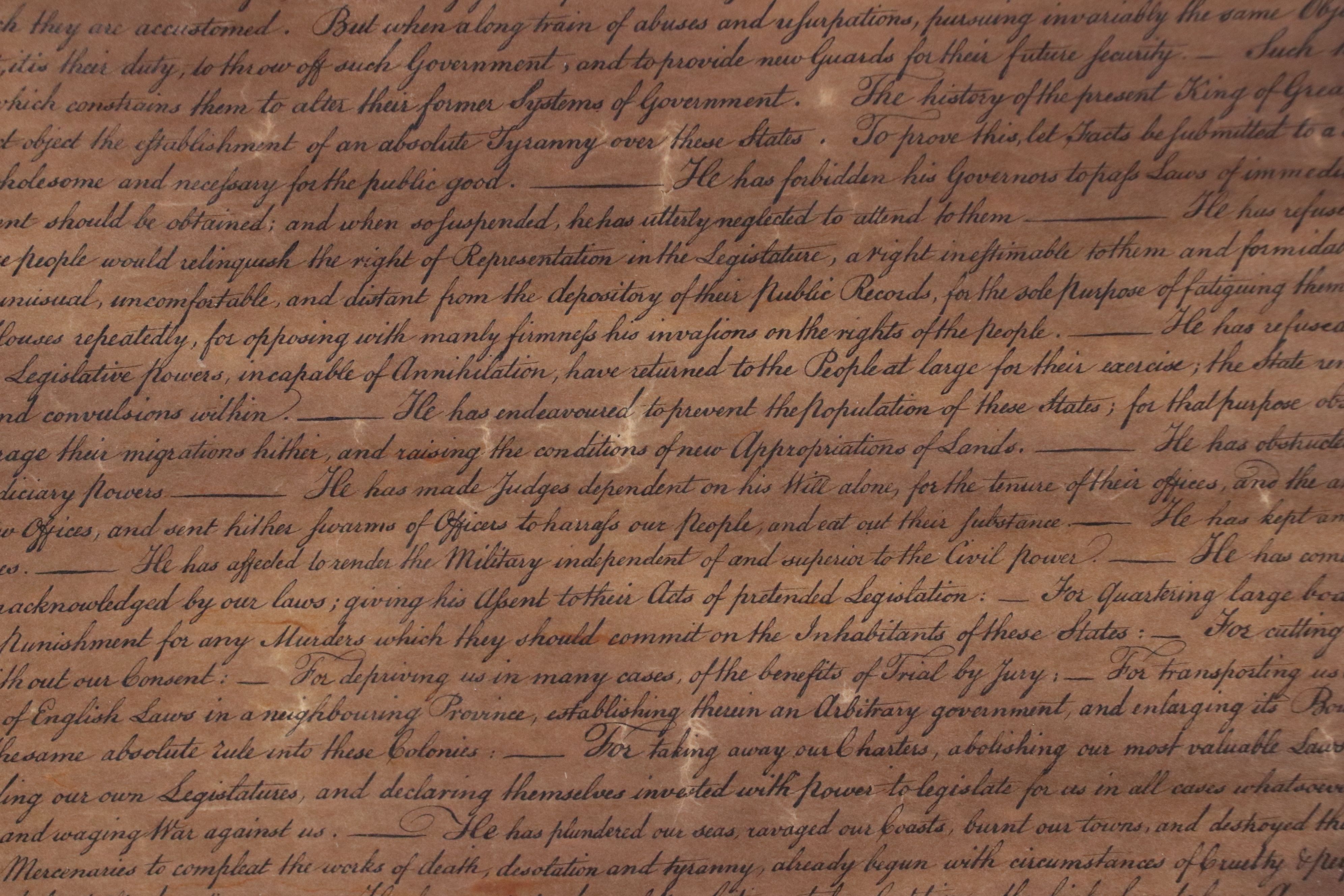 Declaration of Independence Replica Engraving