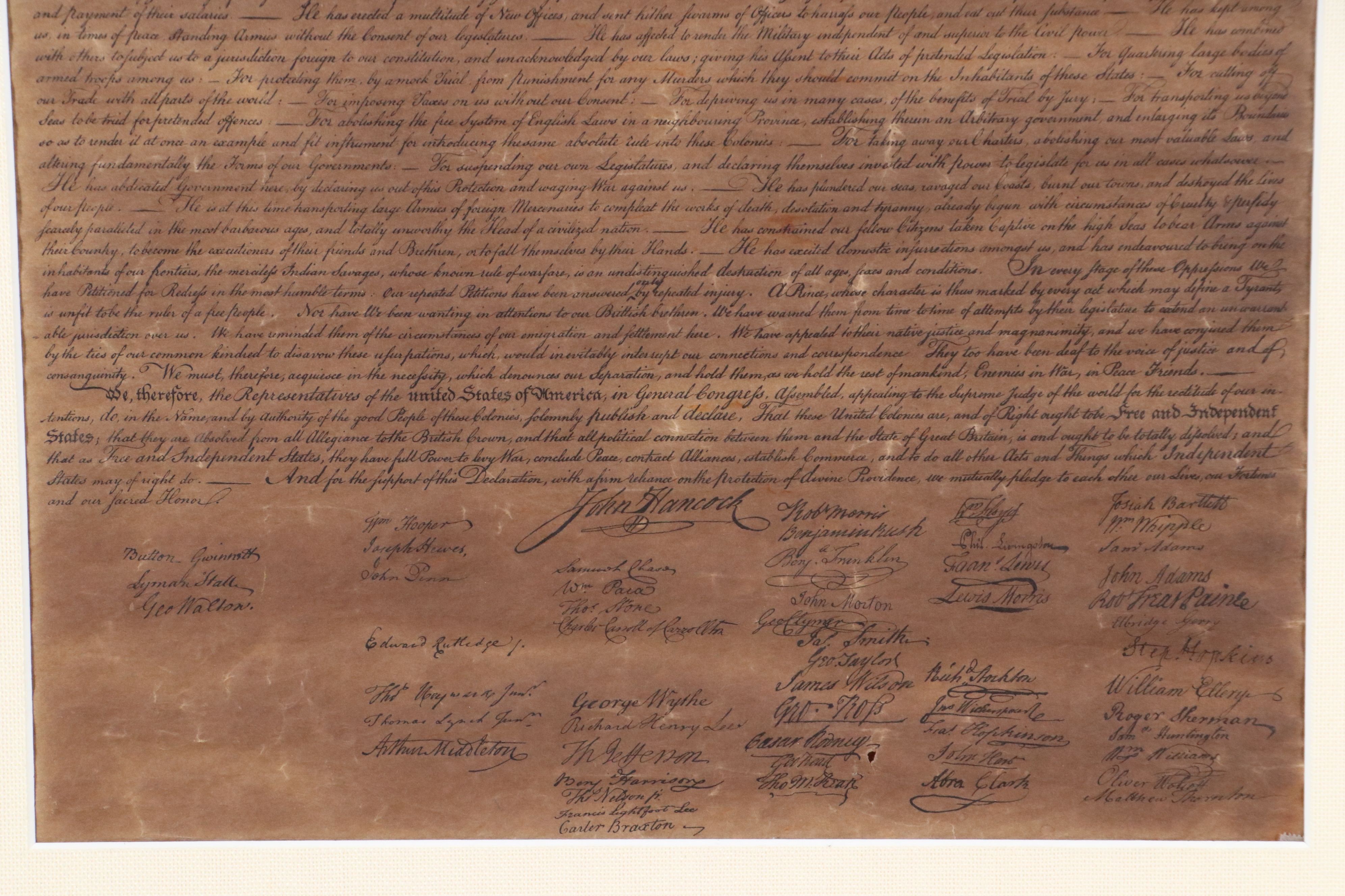 Declaration of Independence Replica Engraving