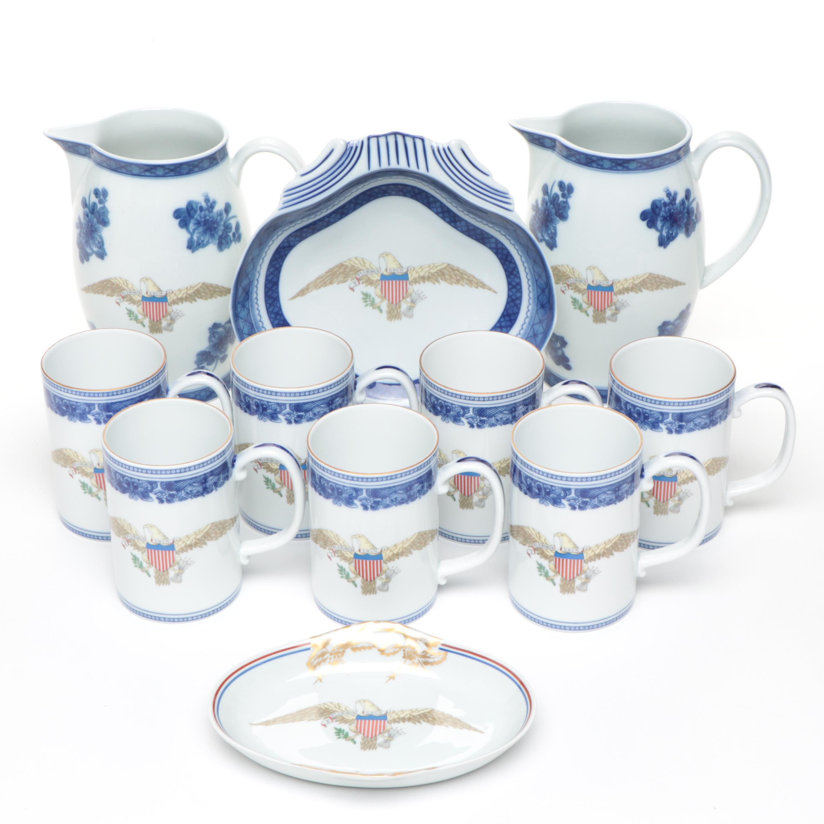 Mottahedeh "Diplomatic Eagle Service" Porcelain Shrimp Dish and Tableware