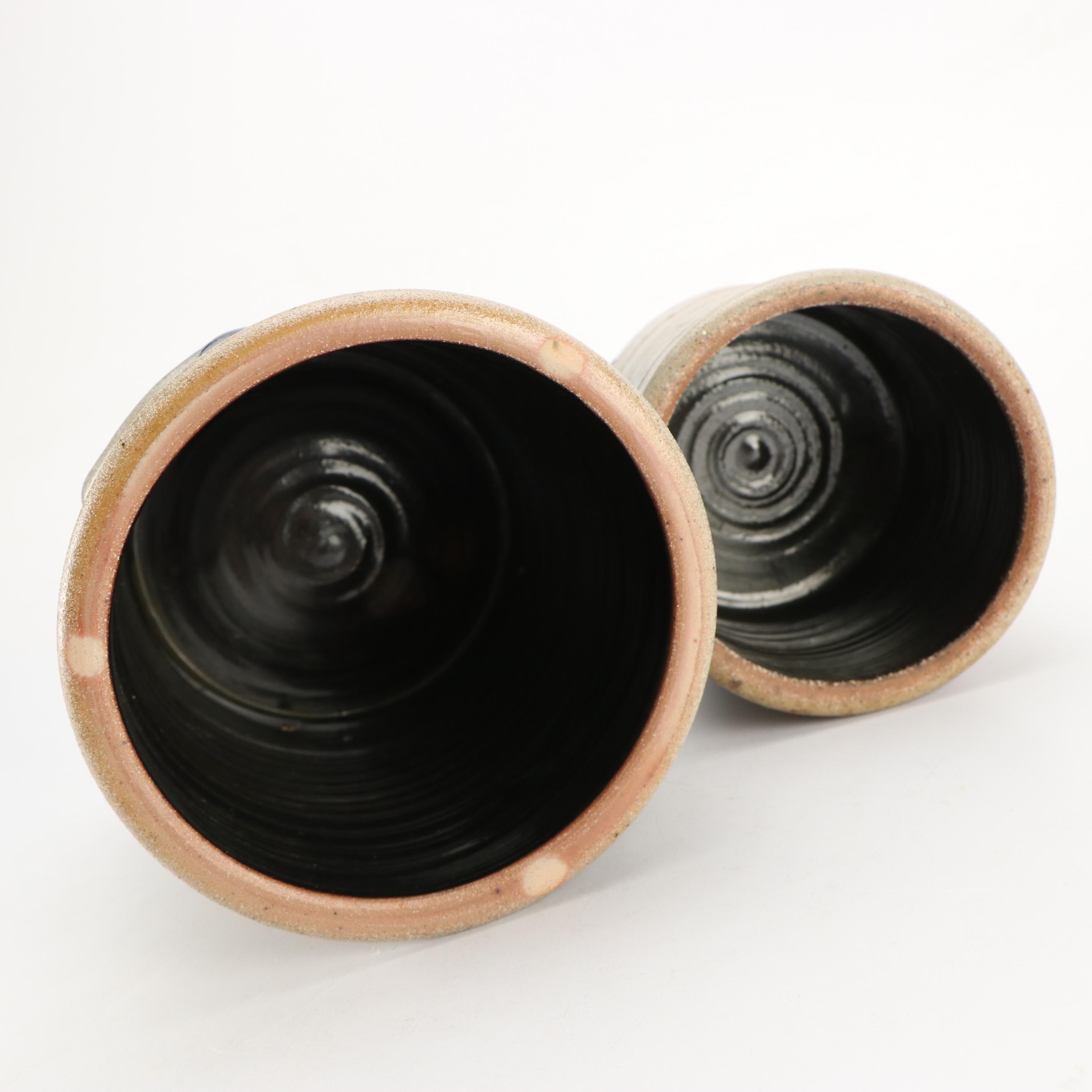 Rowe Pottery Works Stoneware Crocks with Bottle and Tankard