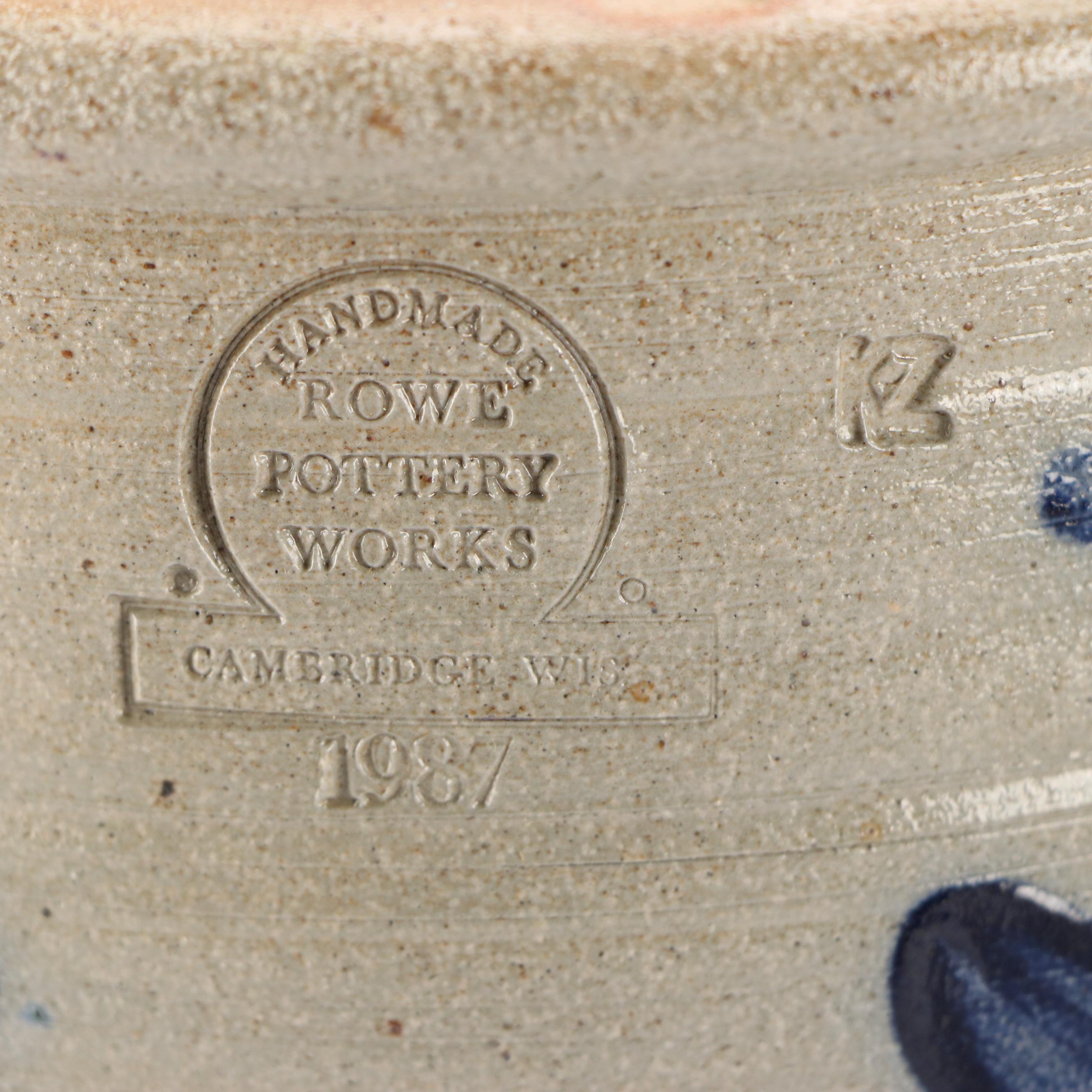 Rowe Pottery Works Stoneware Crocks with Bottle and Tankard