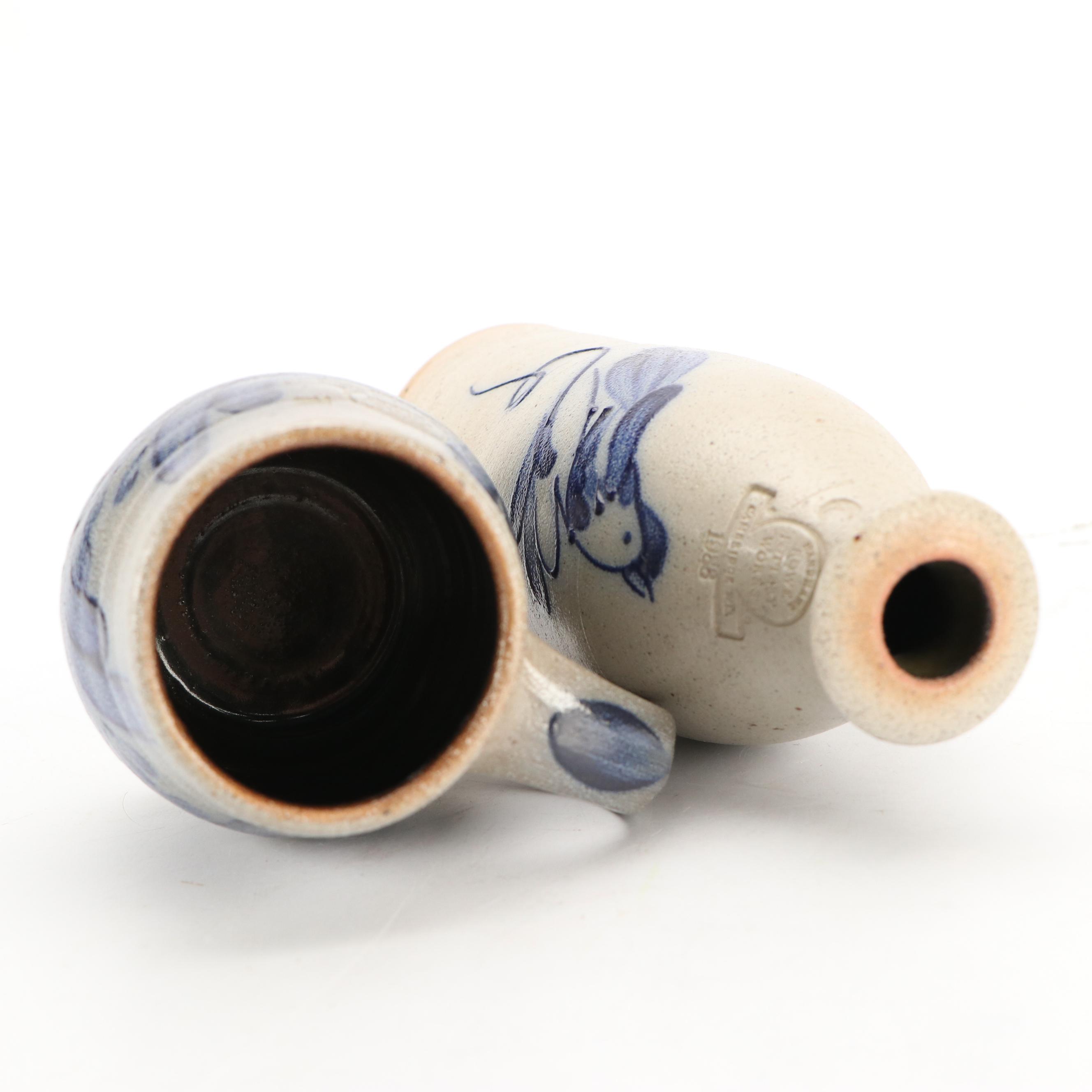 Rowe Pottery Works Stoneware Crocks with Bottle and Tankard