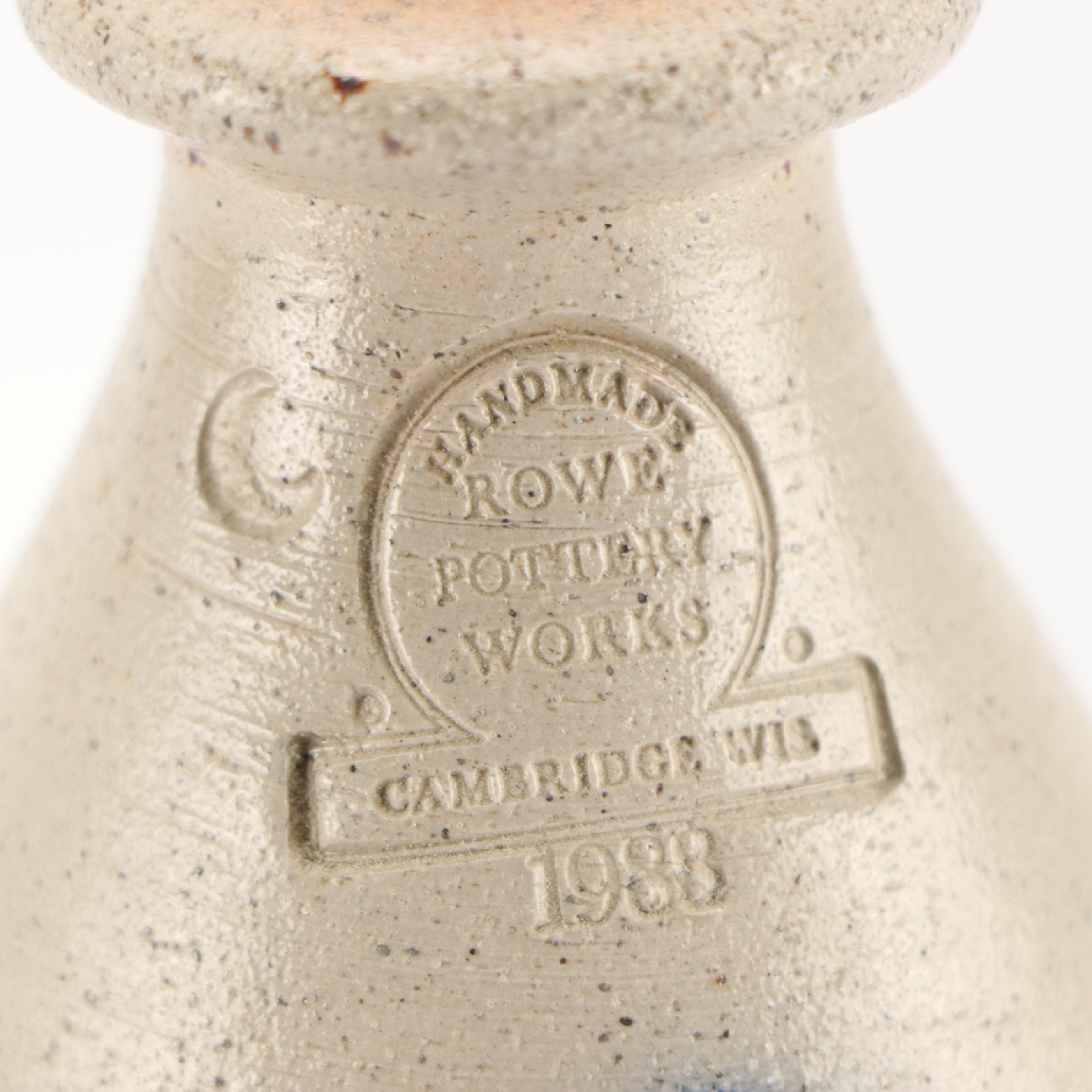 Rowe Pottery Works Stoneware Crocks with Bottle and Tankard