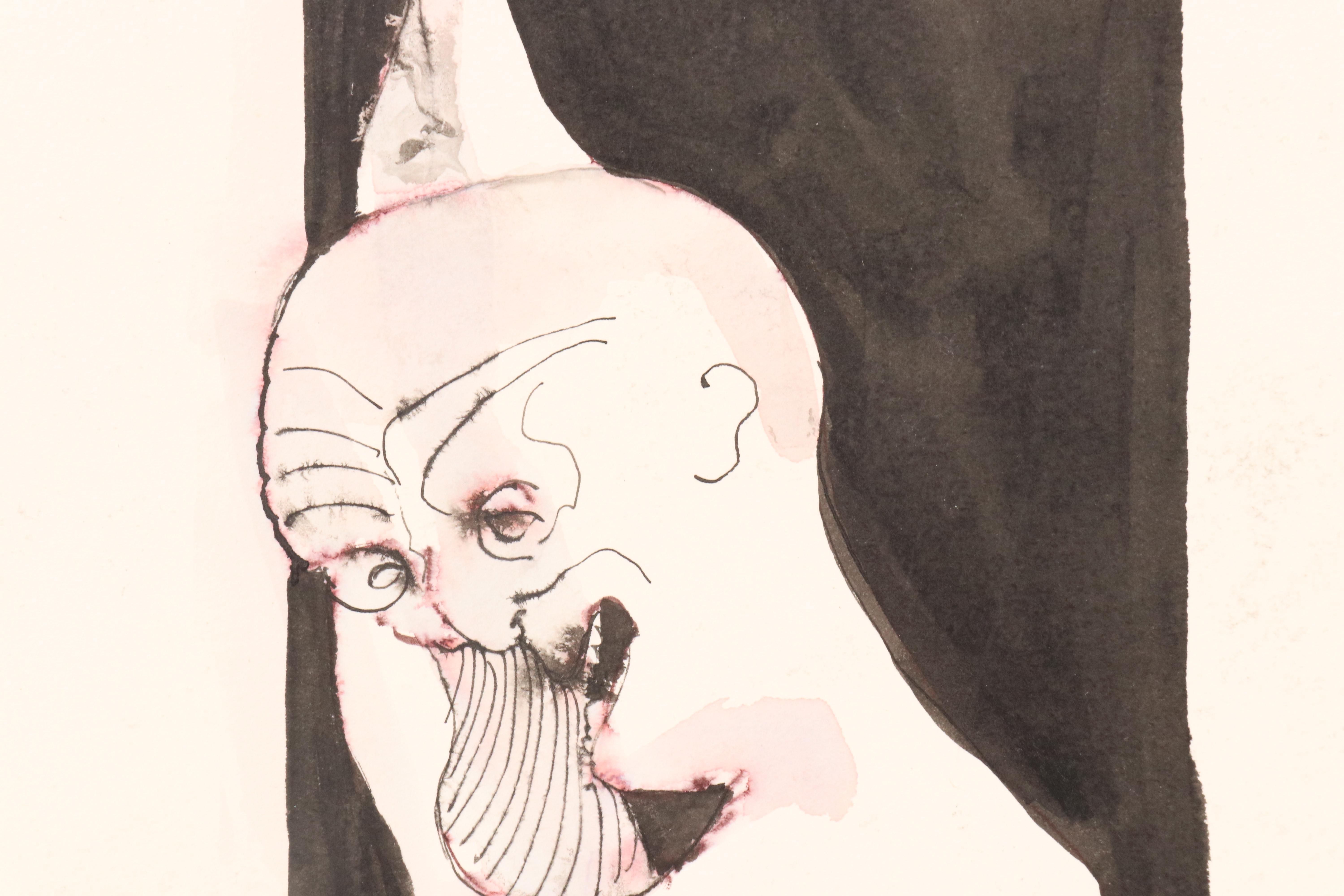 James Bruch Ink and Watercolor Drawings "The Concentration Camp Doctors," 1964