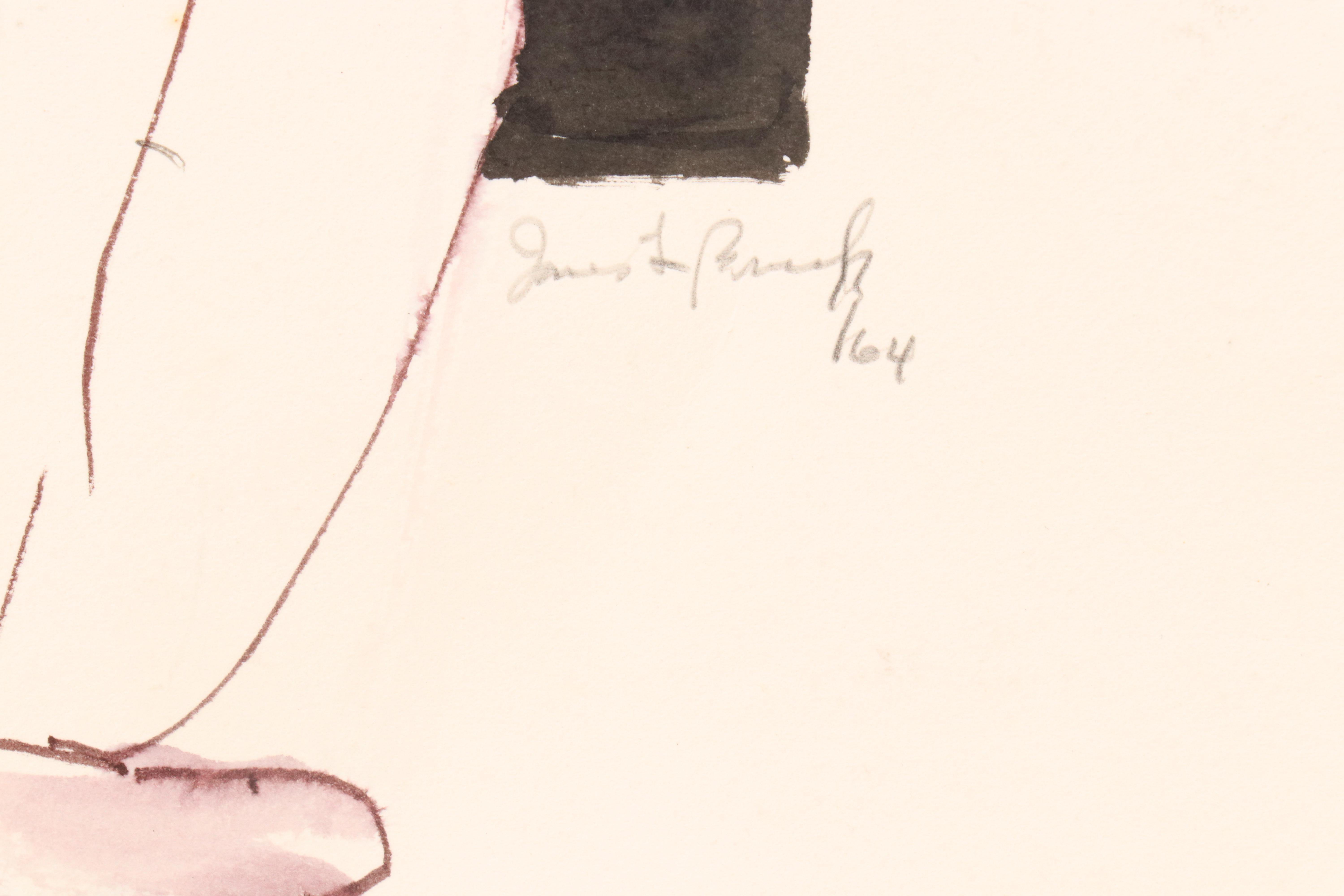 James Bruch Ink and Watercolor Drawings "The Concentration Camp Doctors," 1964