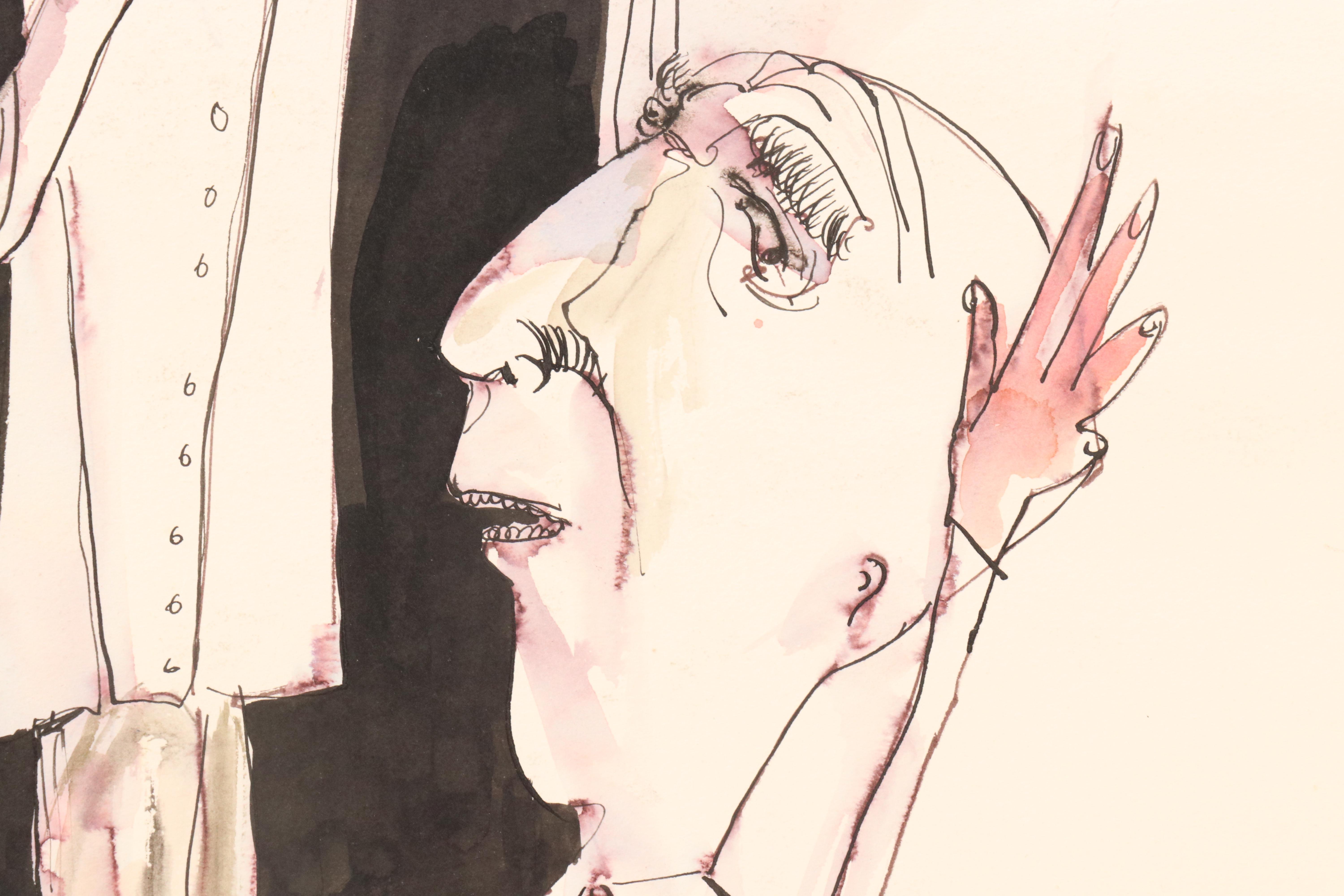 James Bruch Ink and Watercolor Drawings "The Concentration Camp Doctors," 1964