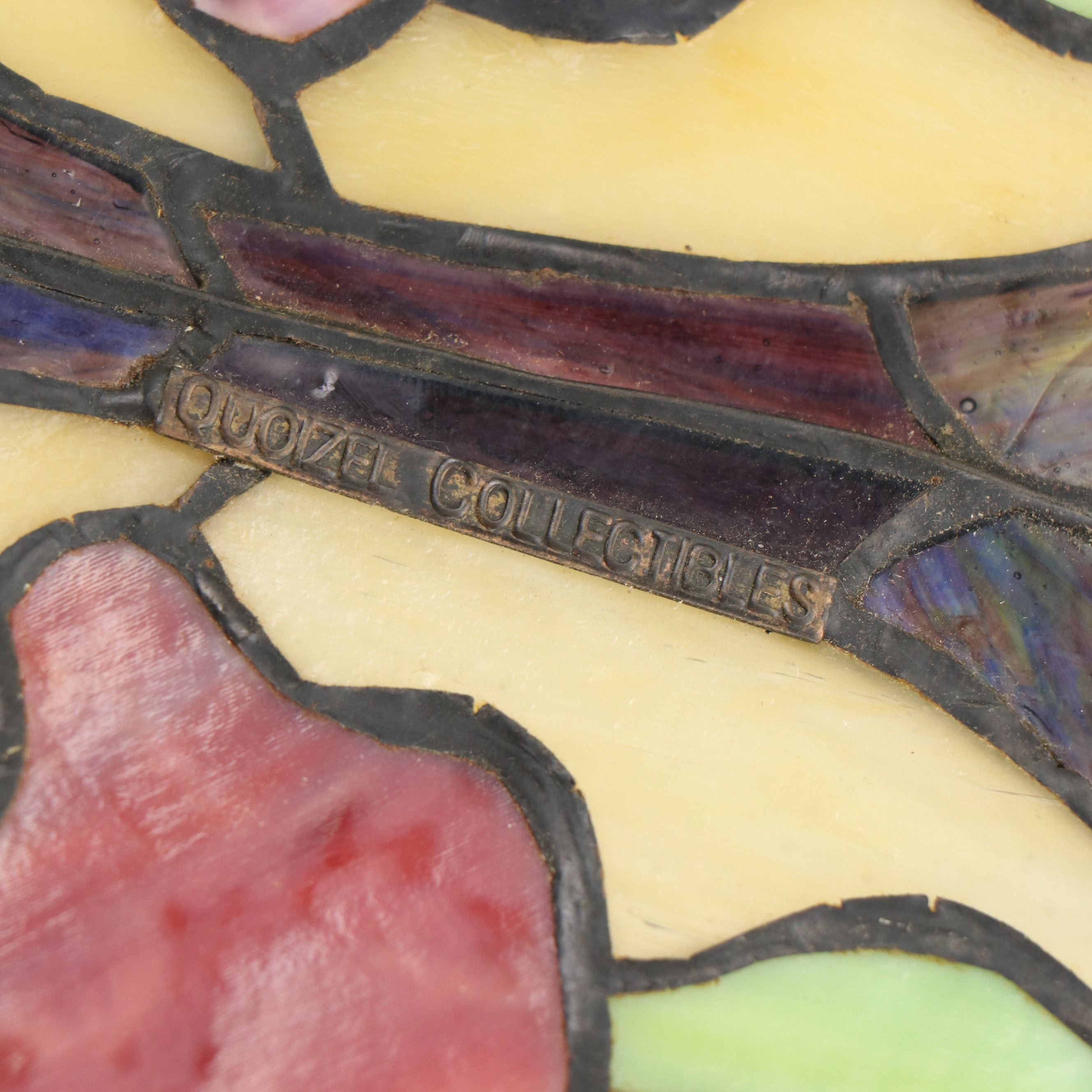 Quoizel Collectibles Art Nouveau Peonies Slag Glass and Jewelled Lampshade