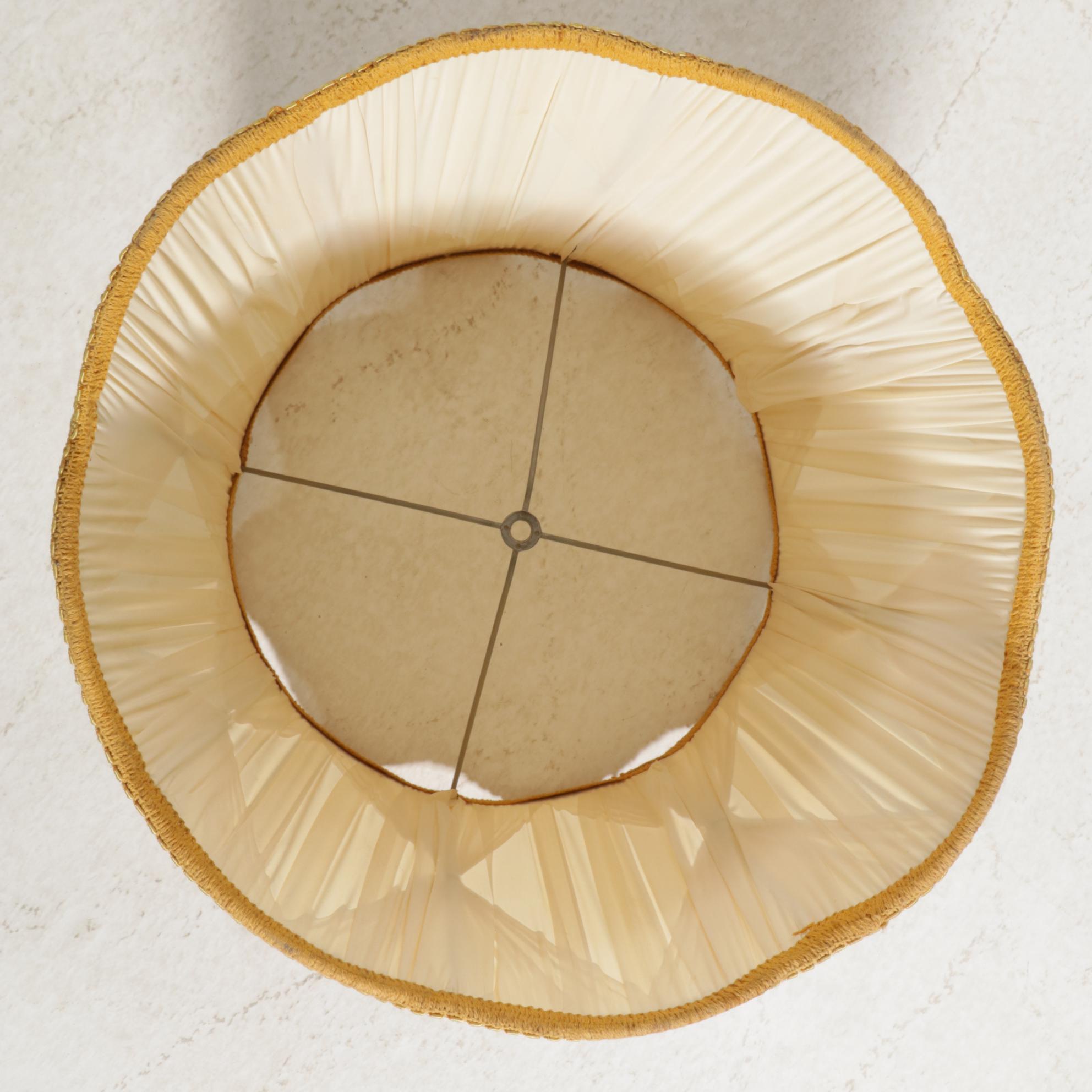 Hollywood Regency Glass & Brass Table Lamps with Custom Drum Shades, Vintage