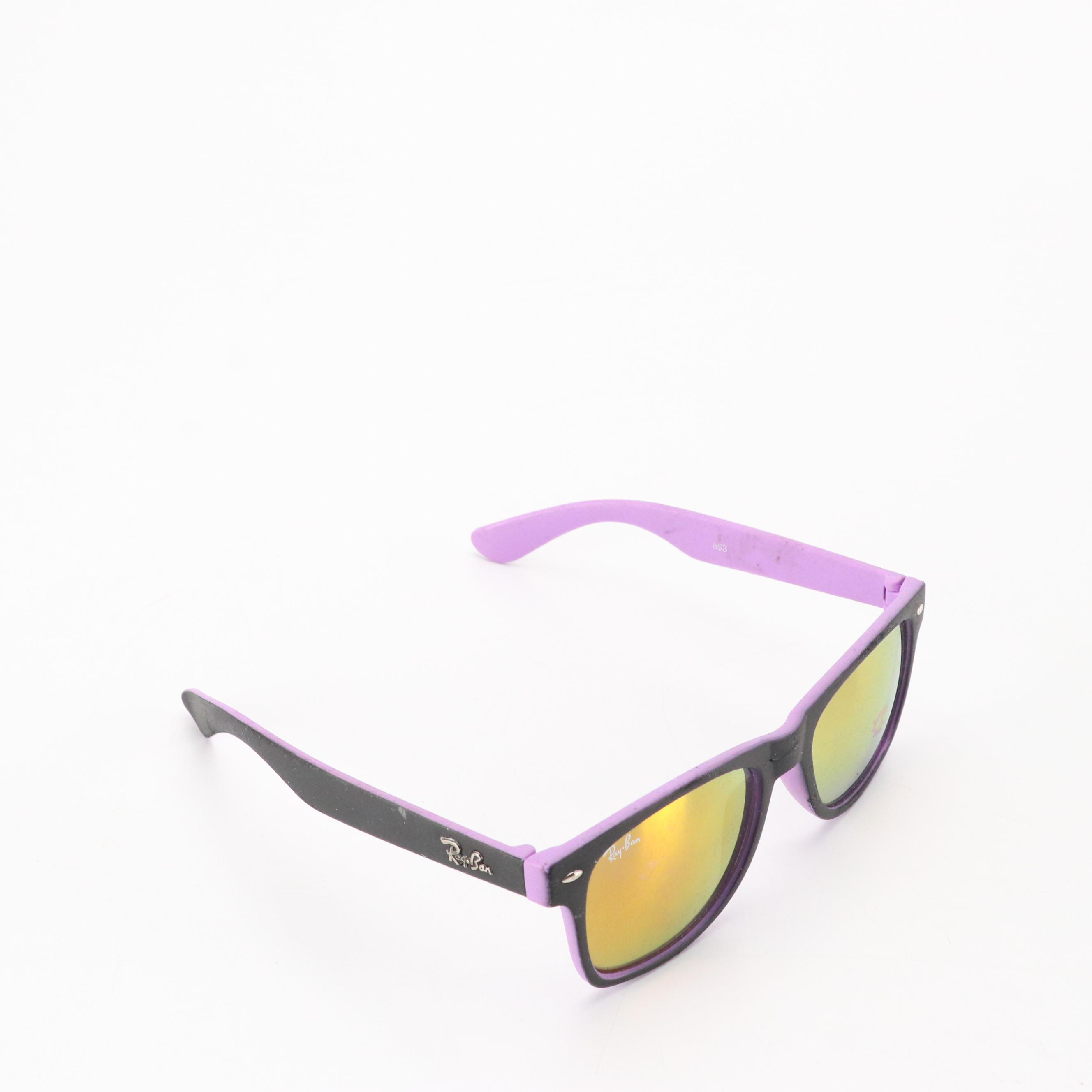 Ray-Ban Wayfarer Sunglasses in Black/Purple, With Case