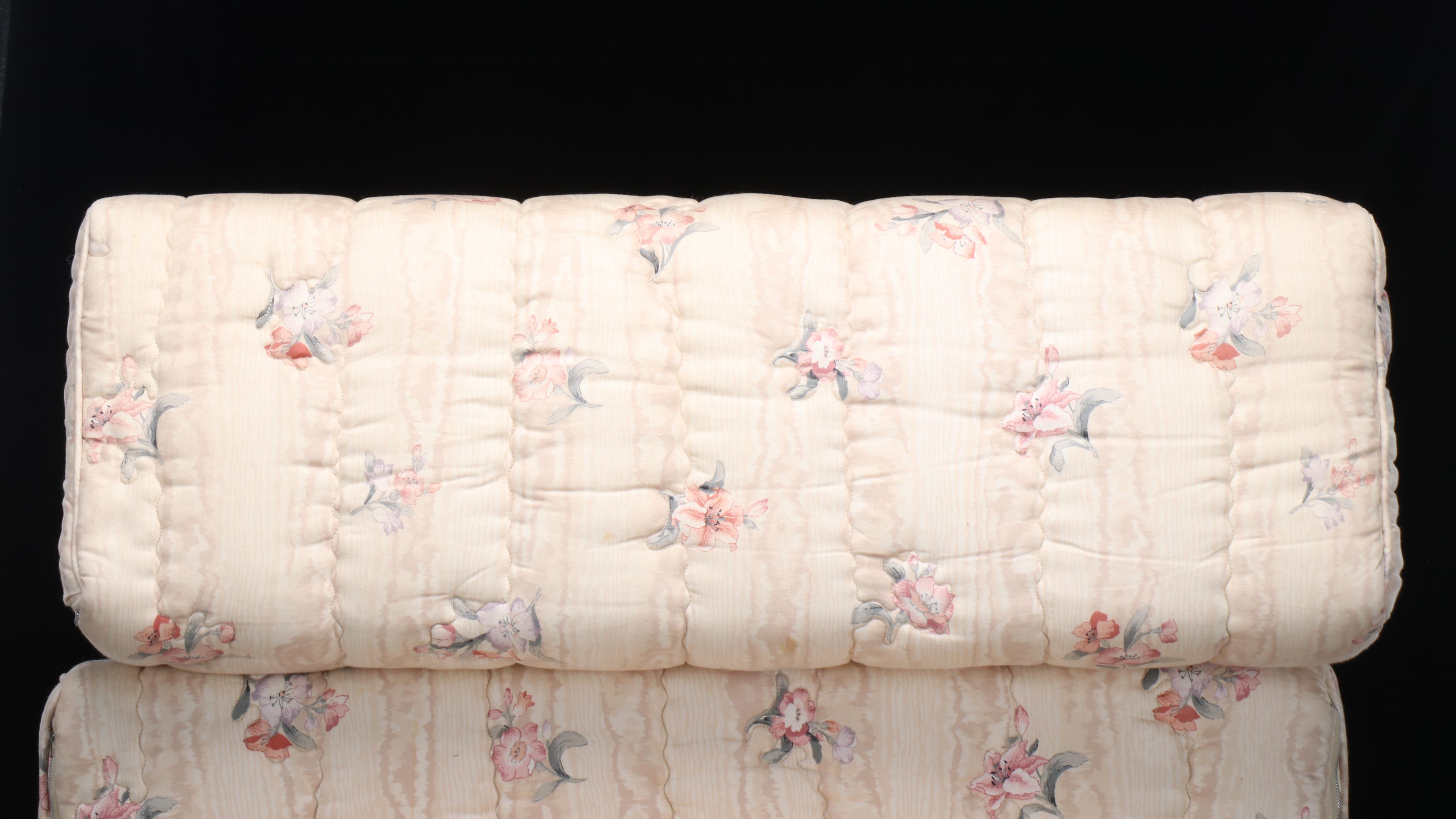 Moire and Floral Print Bedspread with Matching Headboard Wedge Pillows