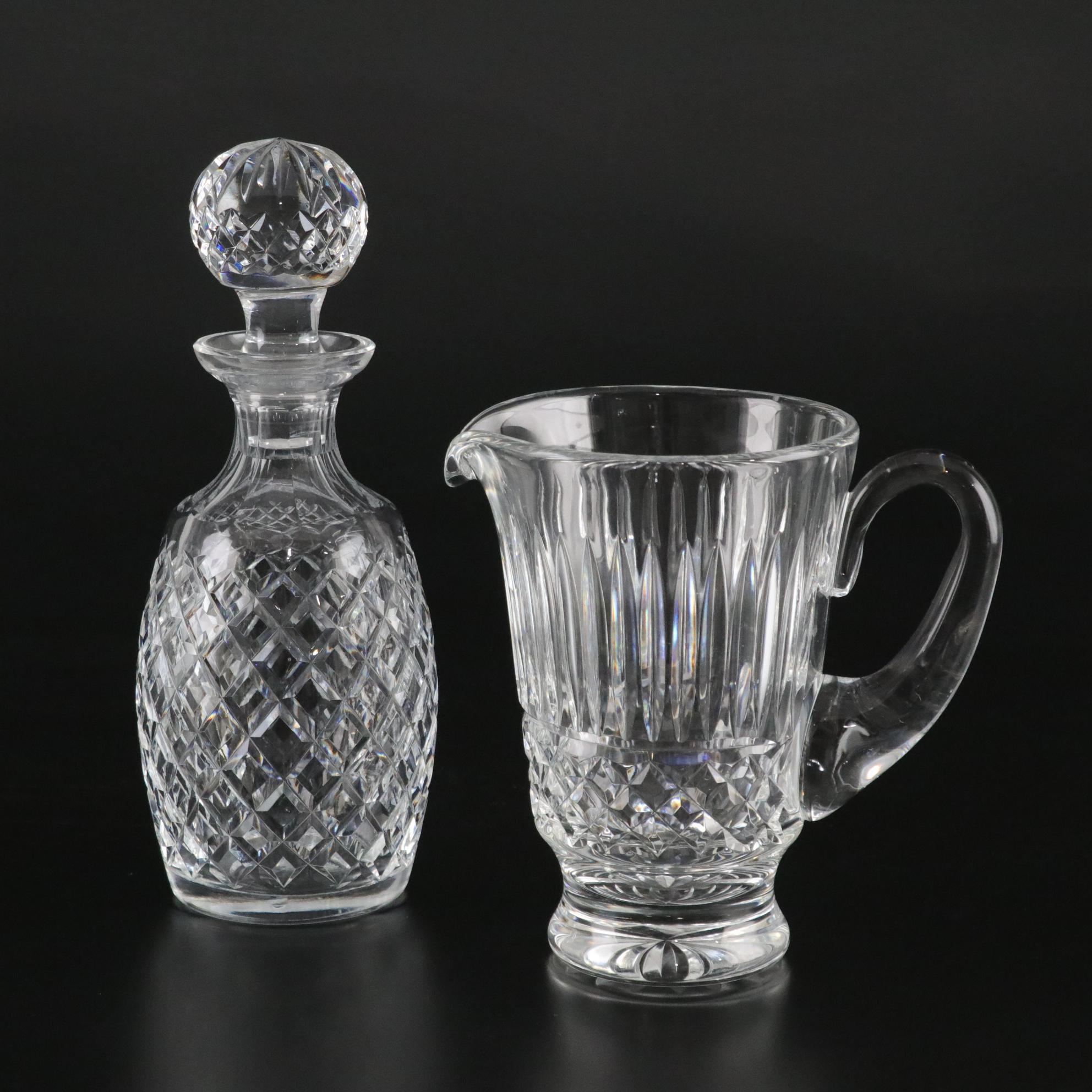 Waterford "Alana" and "Maeve" Crystal Decanter and Pitcher