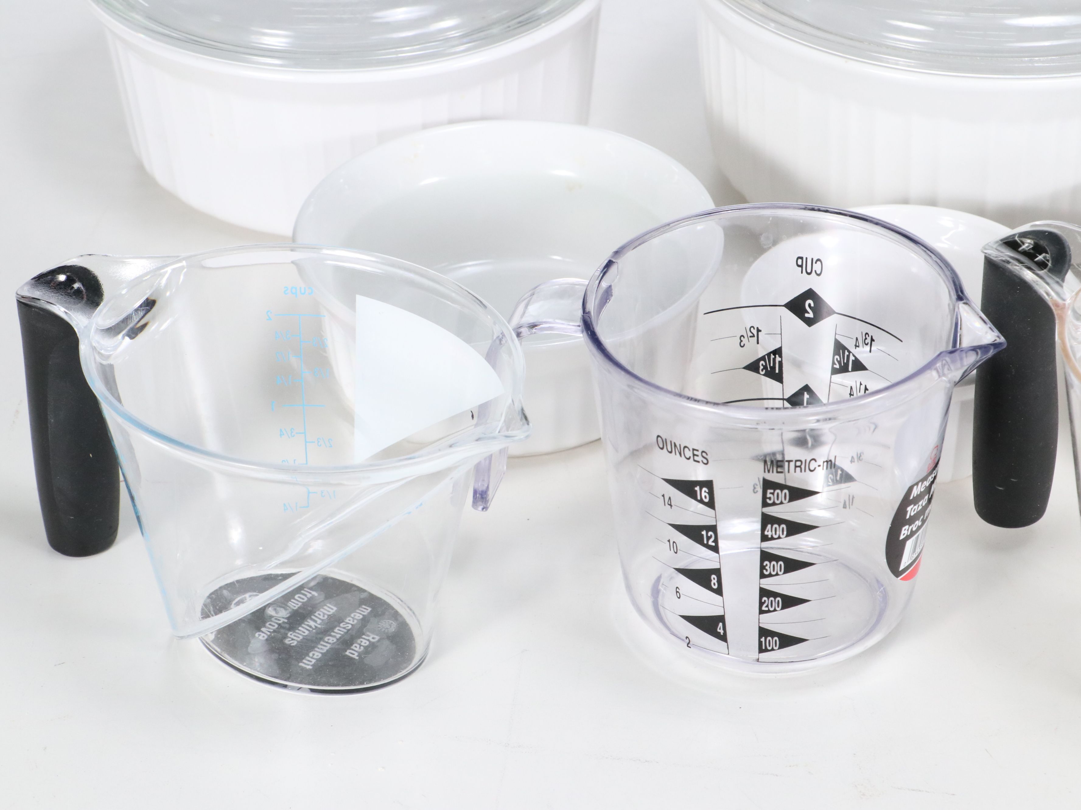 Corning Ware Stoneware Bakeware with Anchor Hocking Measuring Cups and More