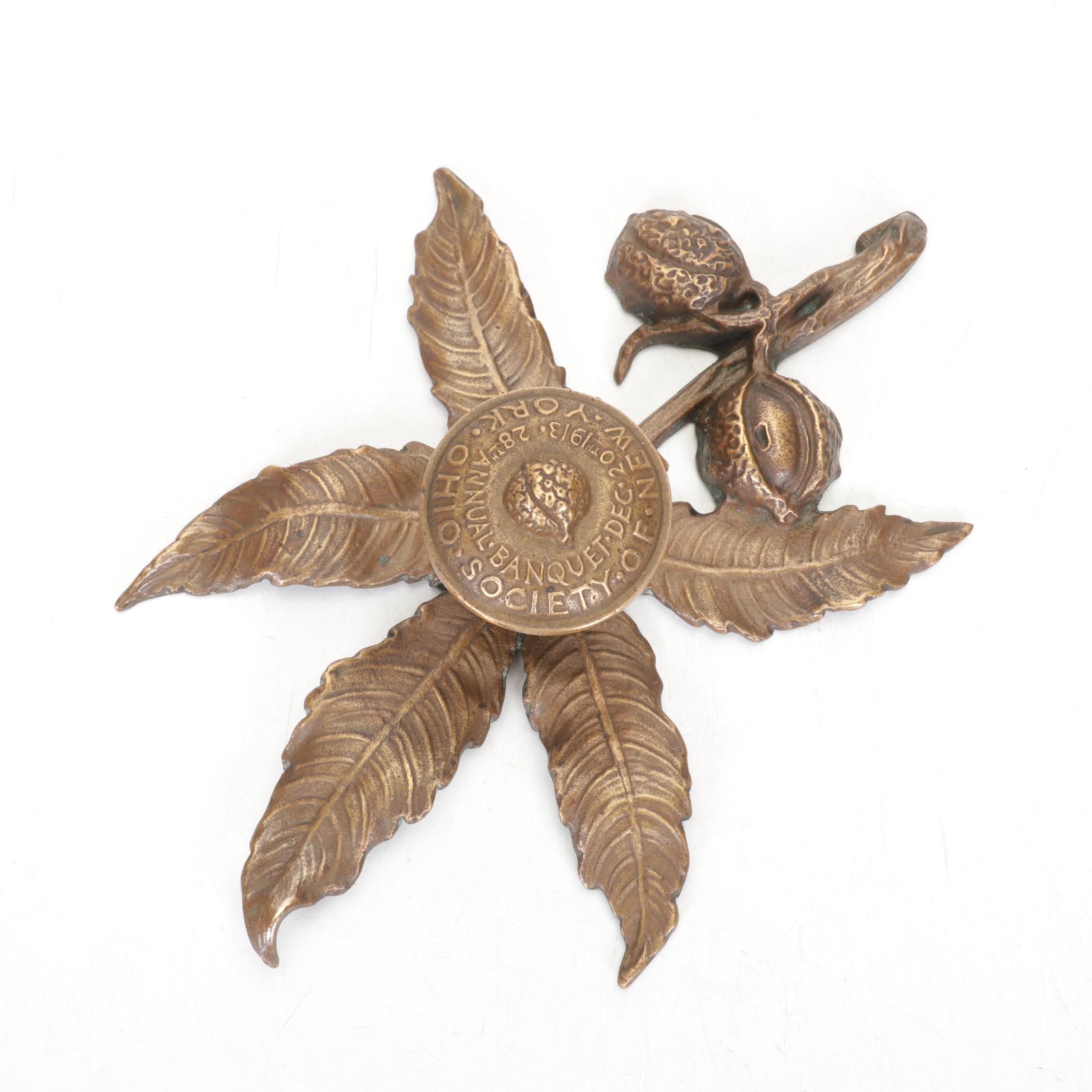 Bronze Buckeye Inkwell for Ohio Society of New York, 1913