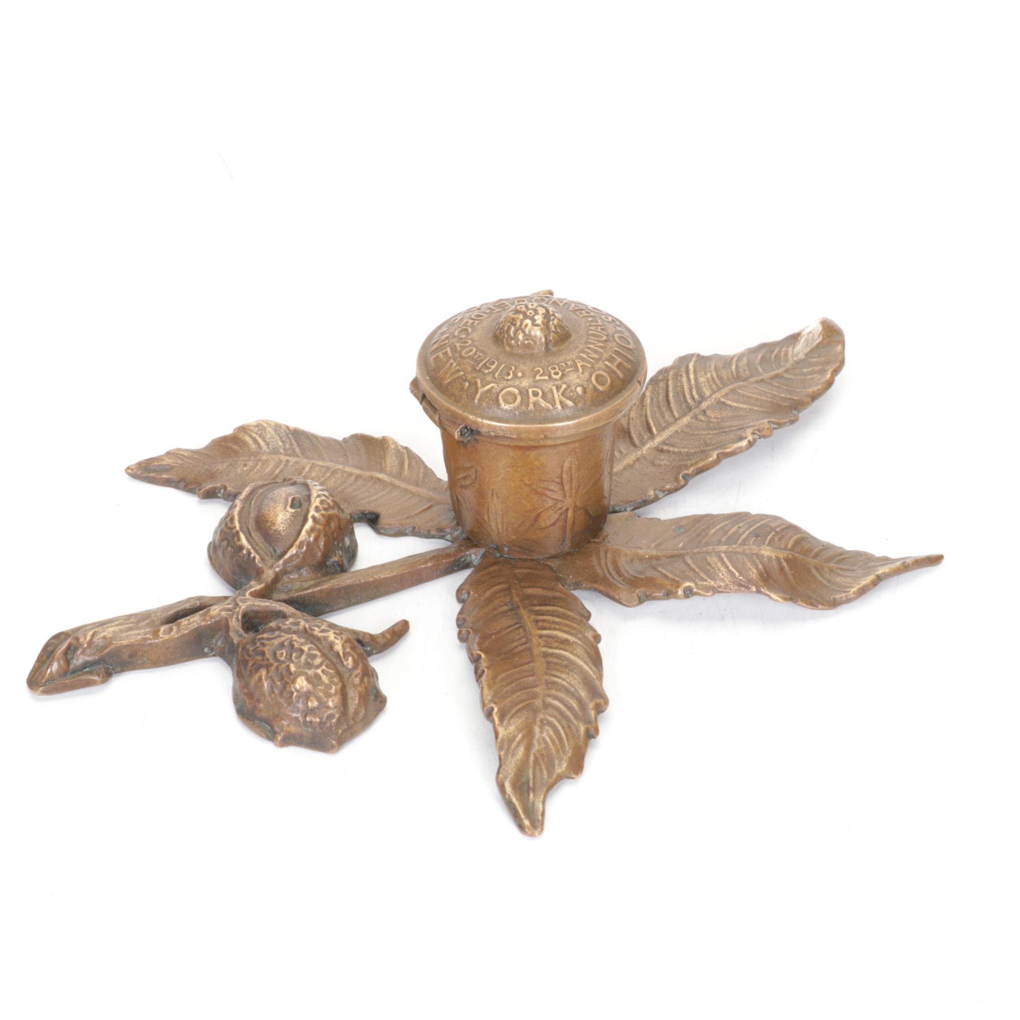 Bronze Buckeye Inkwell for Ohio Society of New York, 1913