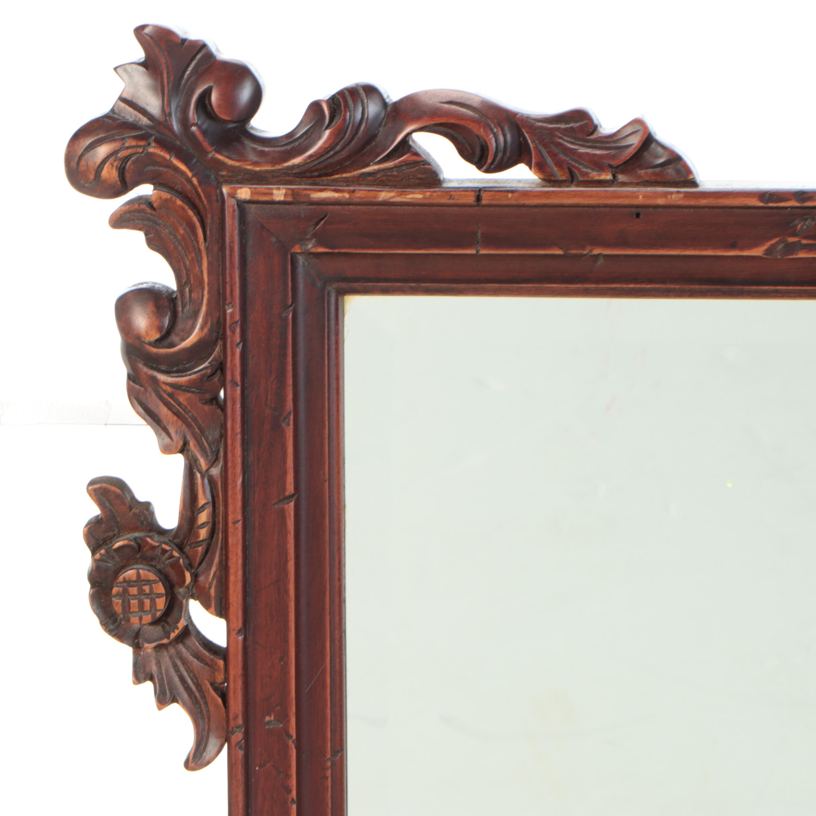 Black Forest Carved Wood Wall Mirror, 20th Century