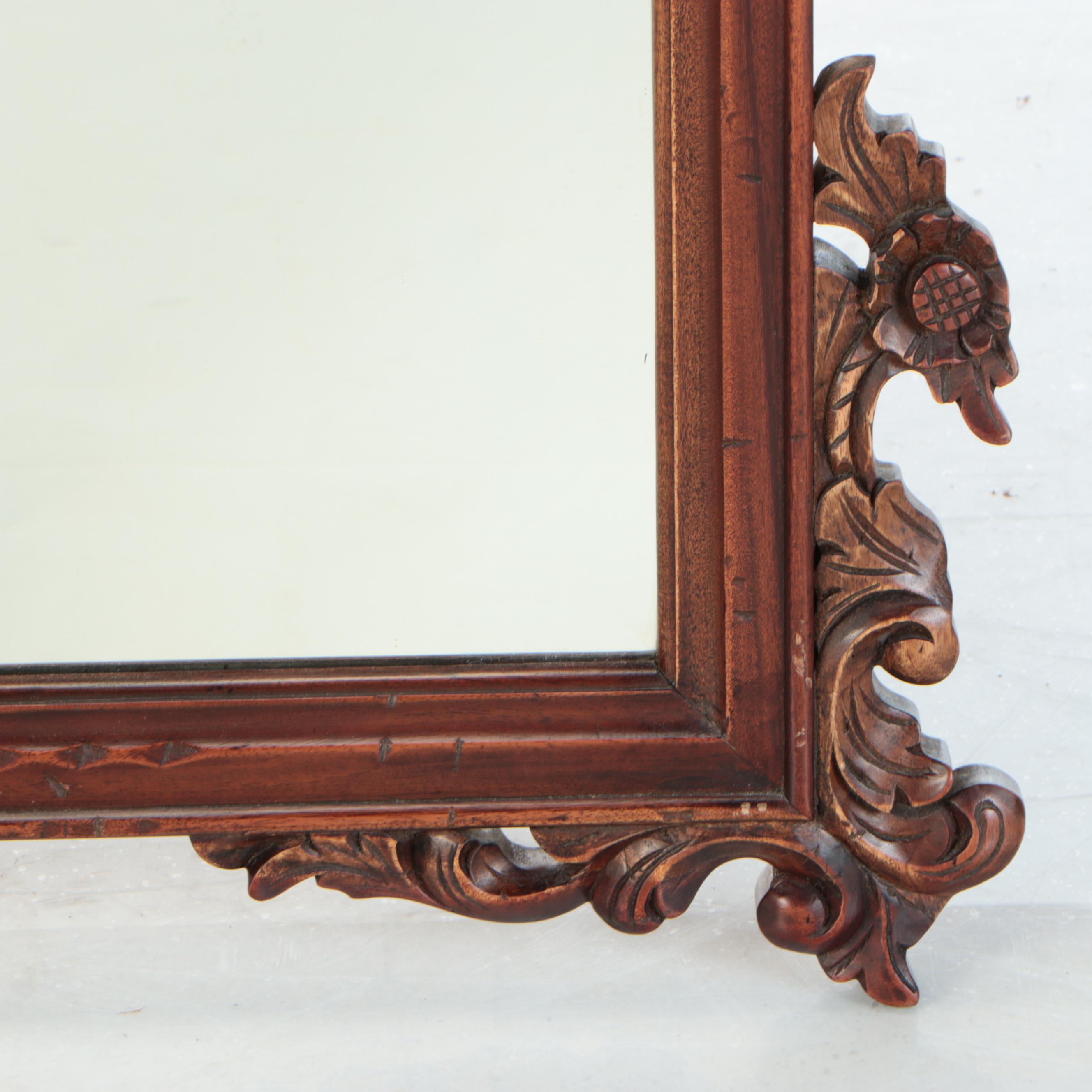 Black Forest Carved Wood Wall Mirror, 20th Century