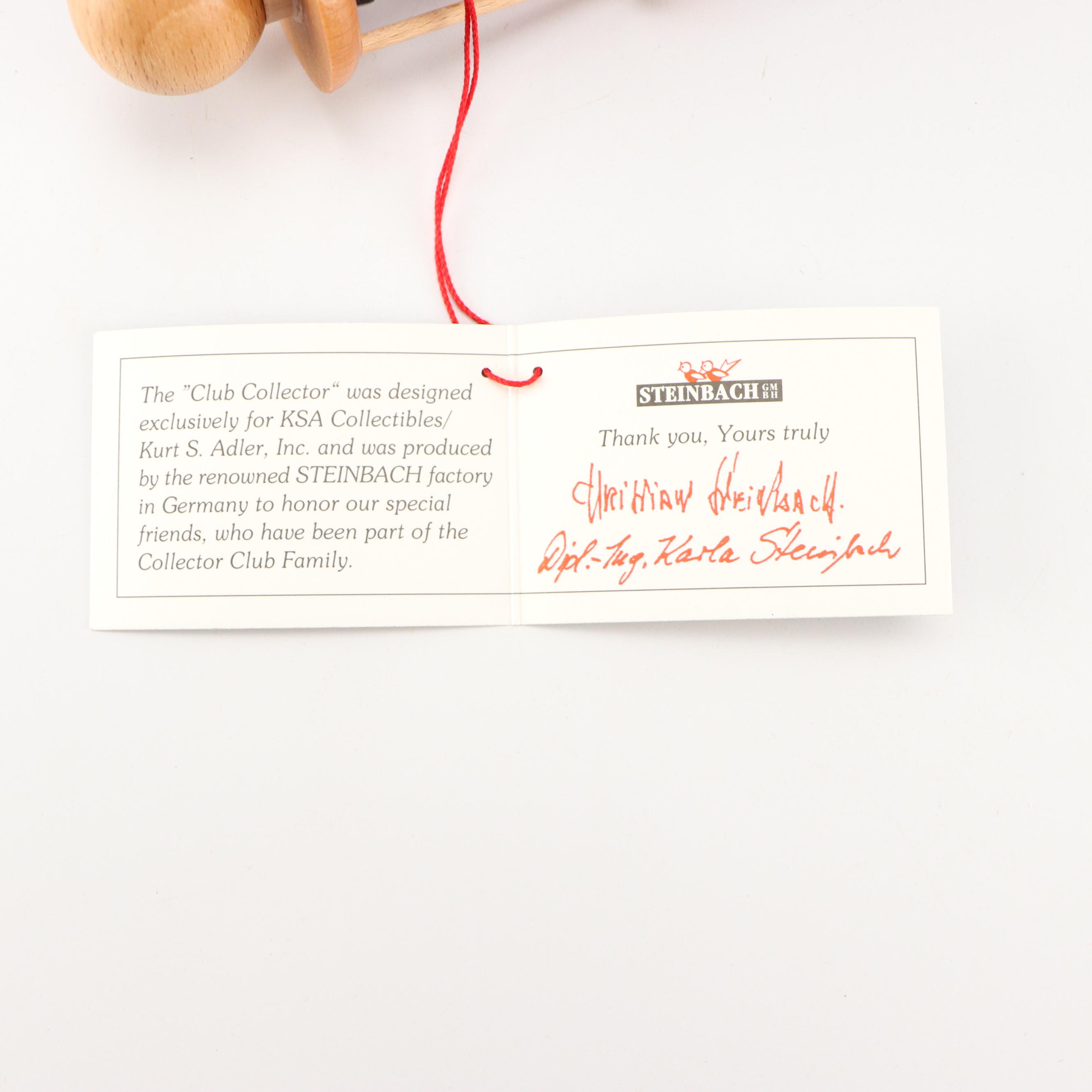 Artist Signed Steinbach "10 Years Collector's Club" Wooden Nutcracker