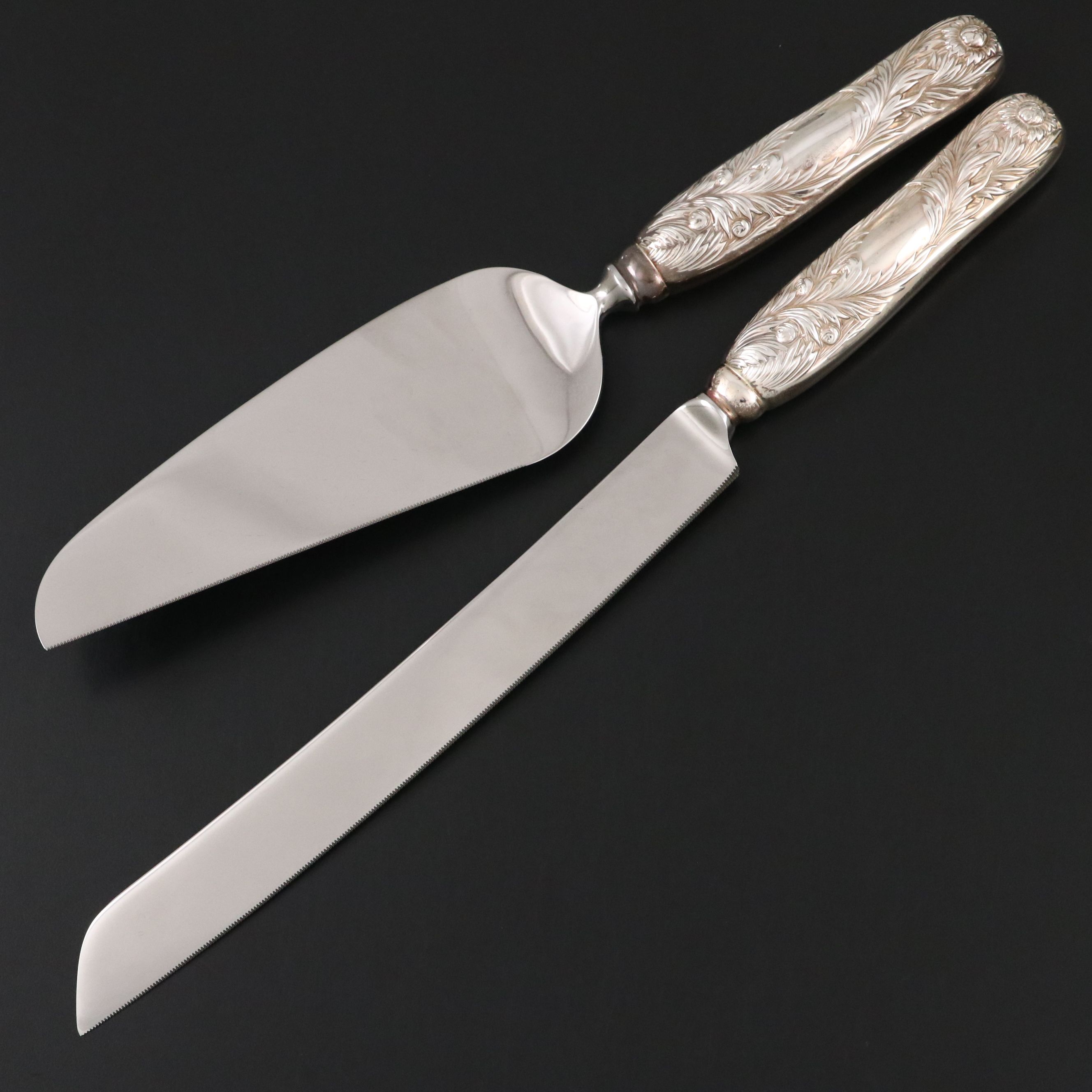 Tiffany & Co. "Chrysanthemum" Sterling Silver Cake Knife and Server