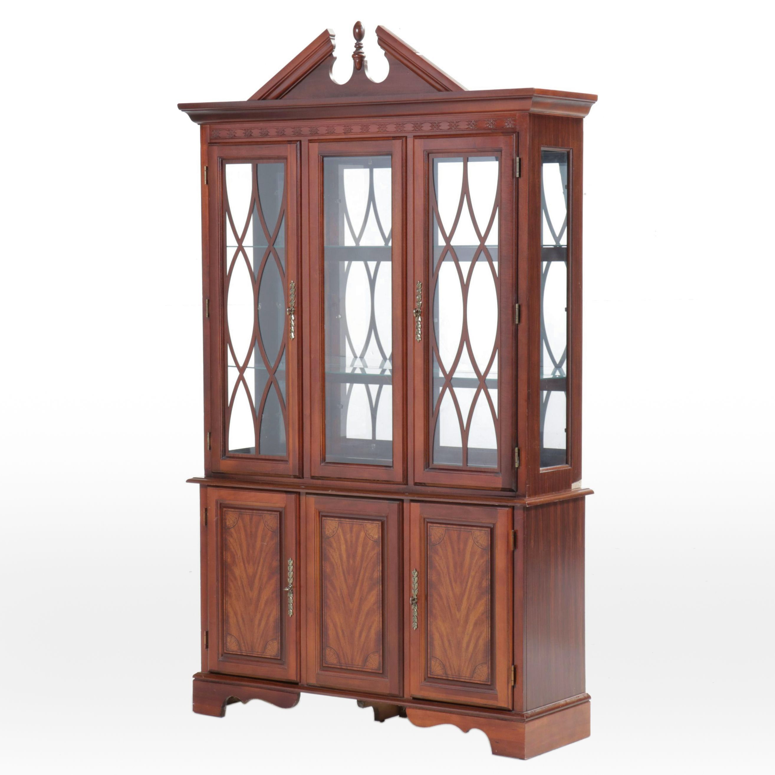 Chippendale Style Mahogany Illuminated China Cabinet