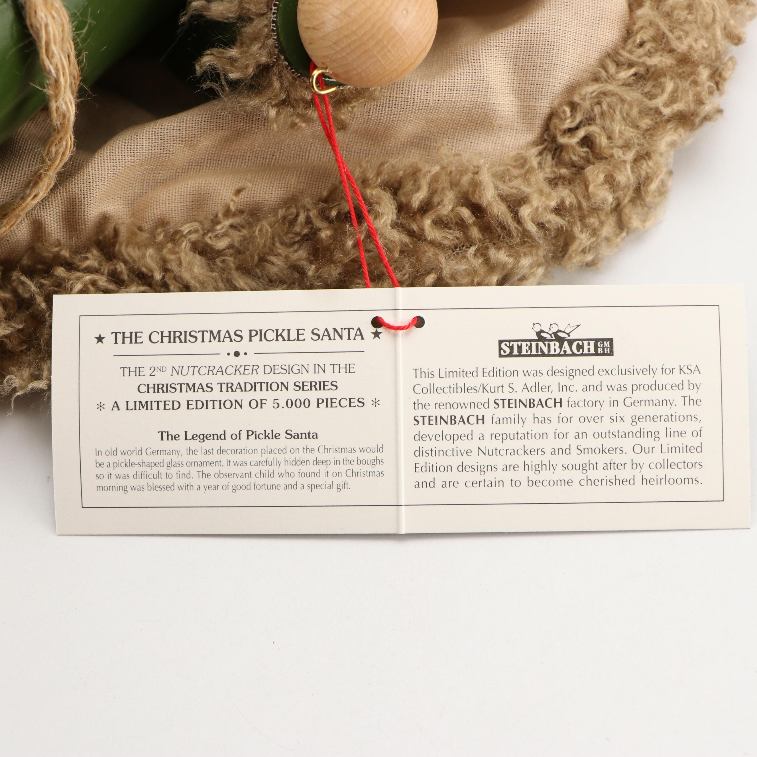 Artist Signed Steinbach "The Christmas Pickle" Limited Edition Wooden Nutcracker