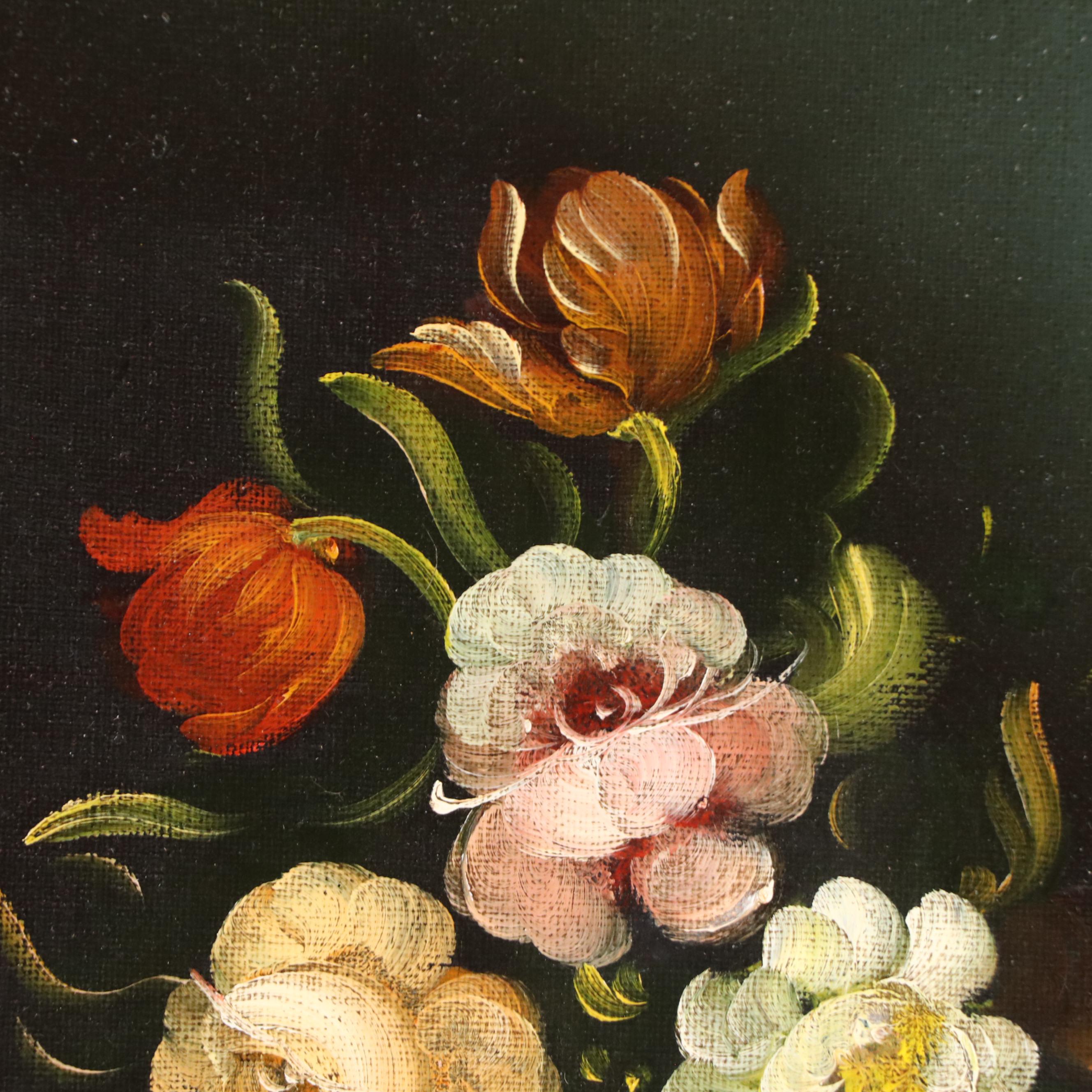R. Rosini Floral Still Life Oil Painting, Late 20th Century