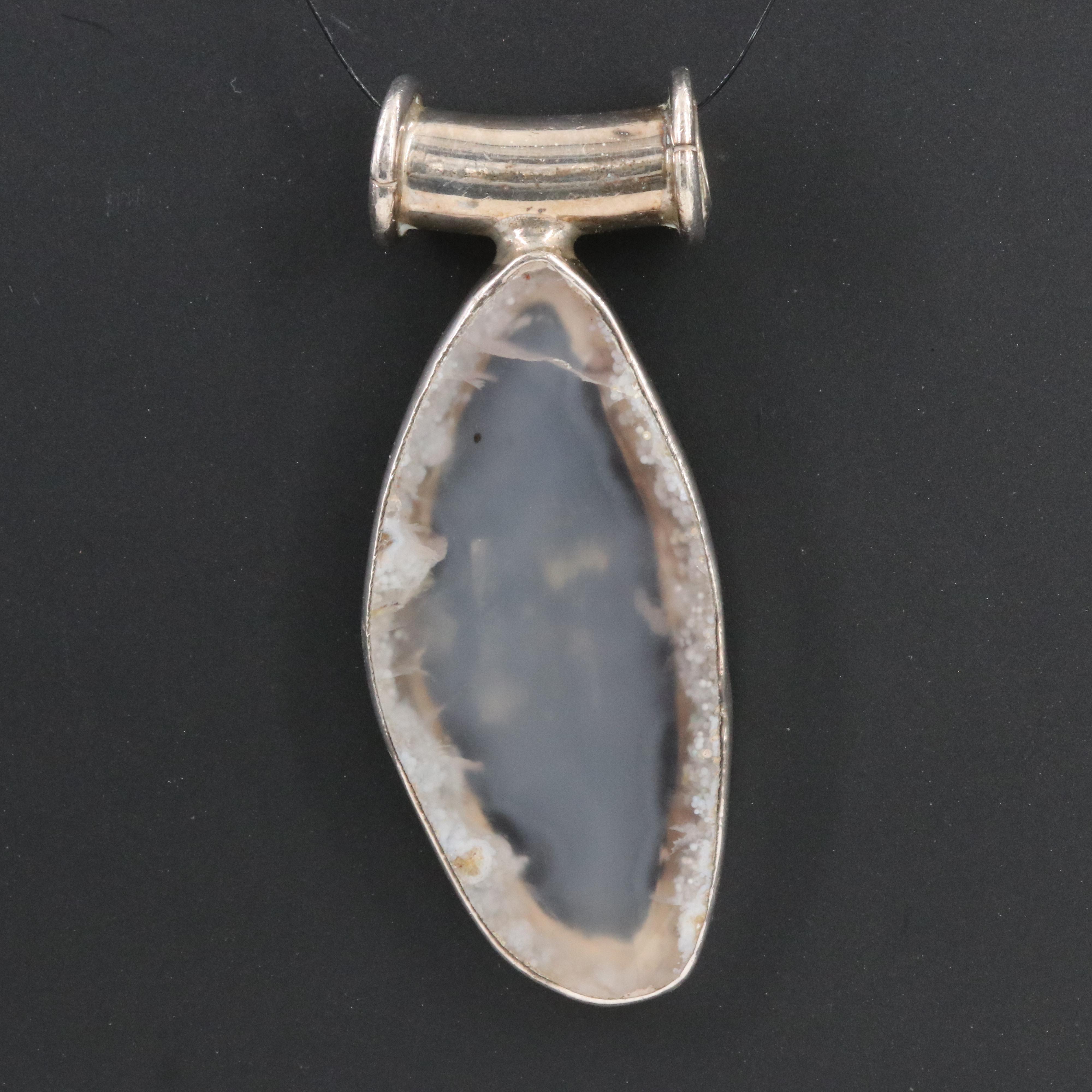 950 Silver Agate Pendant