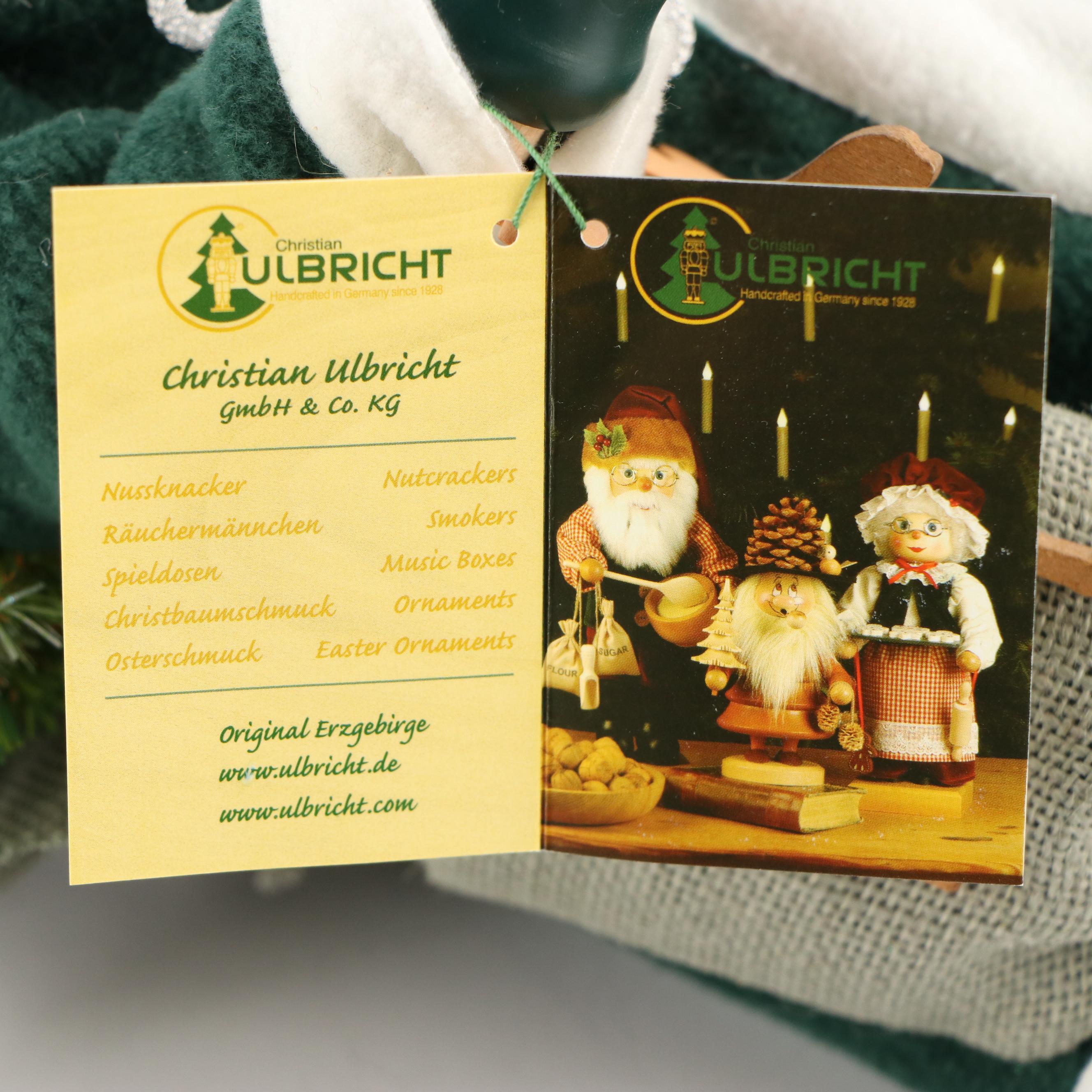 Christian Ulbricht Handcrafted Wooden Santa and Reindeer Nutcracker