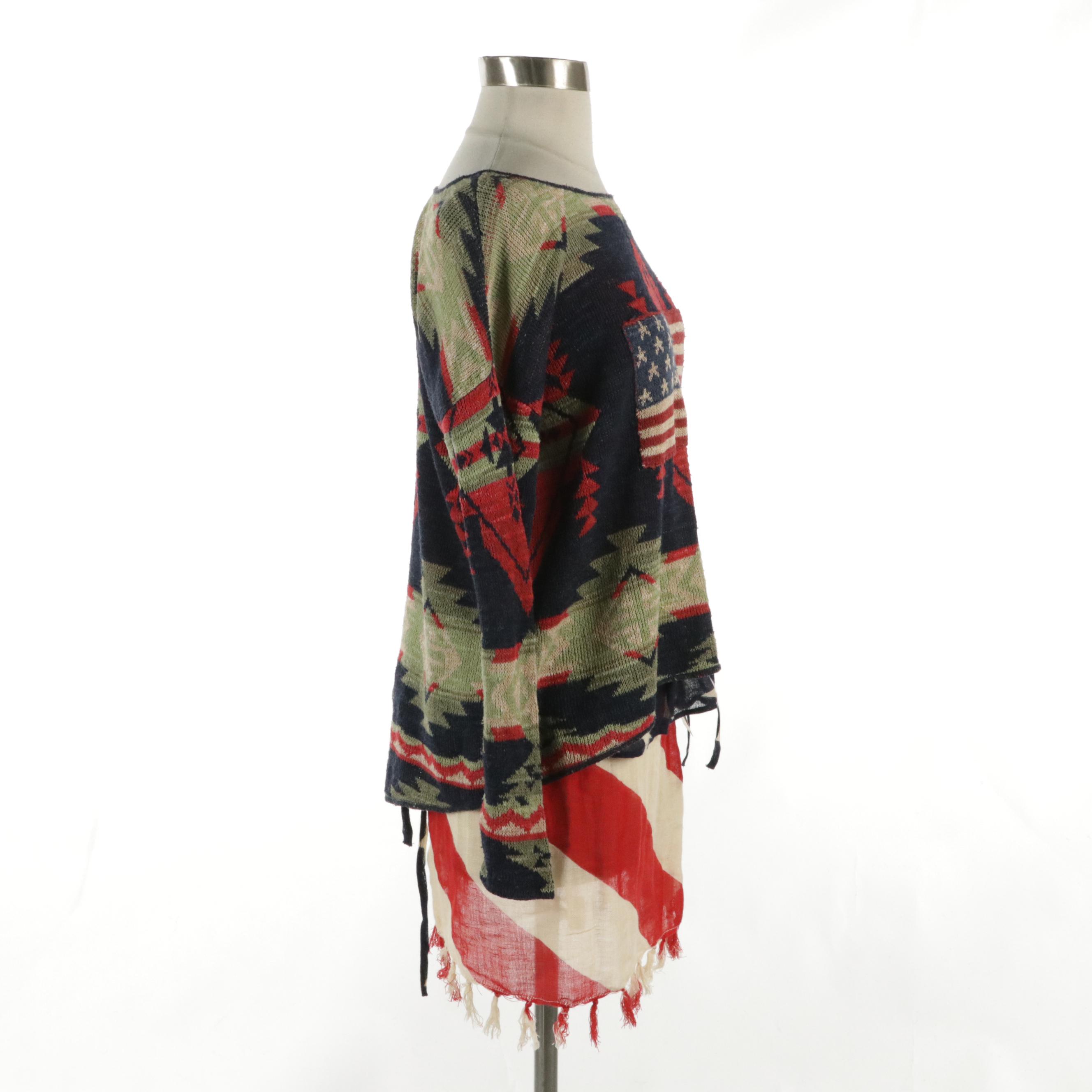 Ralph Lauren Denim & Supply Stars & Stripes Mini Skirt and Cotton Knit Sweater
