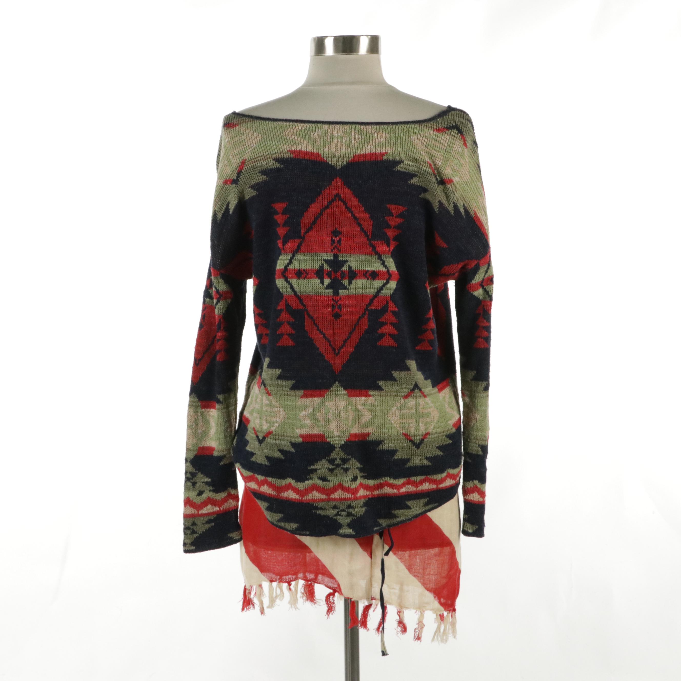 Ralph Lauren Denim & Supply Stars & Stripes Mini Skirt and Cotton Knit Sweater