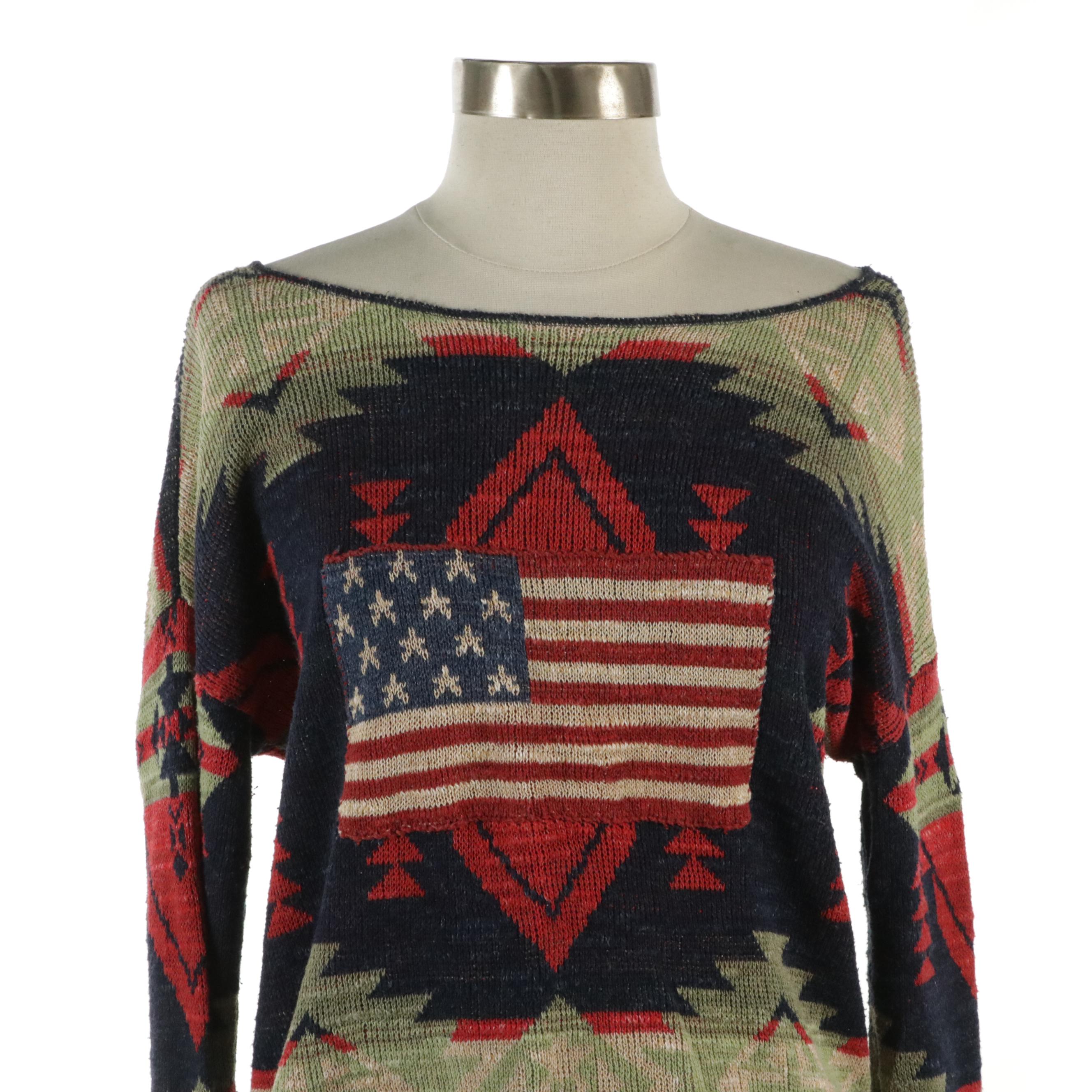 Ralph Lauren Denim & Supply Stars & Stripes Mini Skirt and Cotton Knit Sweater